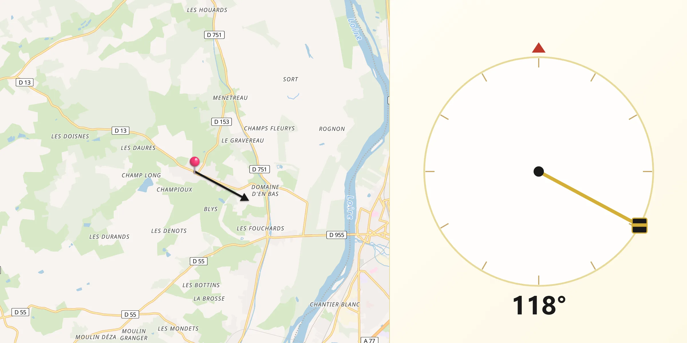 Direction vers la Qibla depuis Boulleret