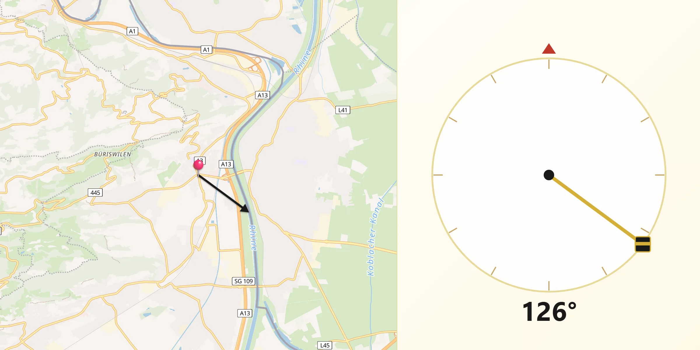 Direction vers la Qibla depuis Au