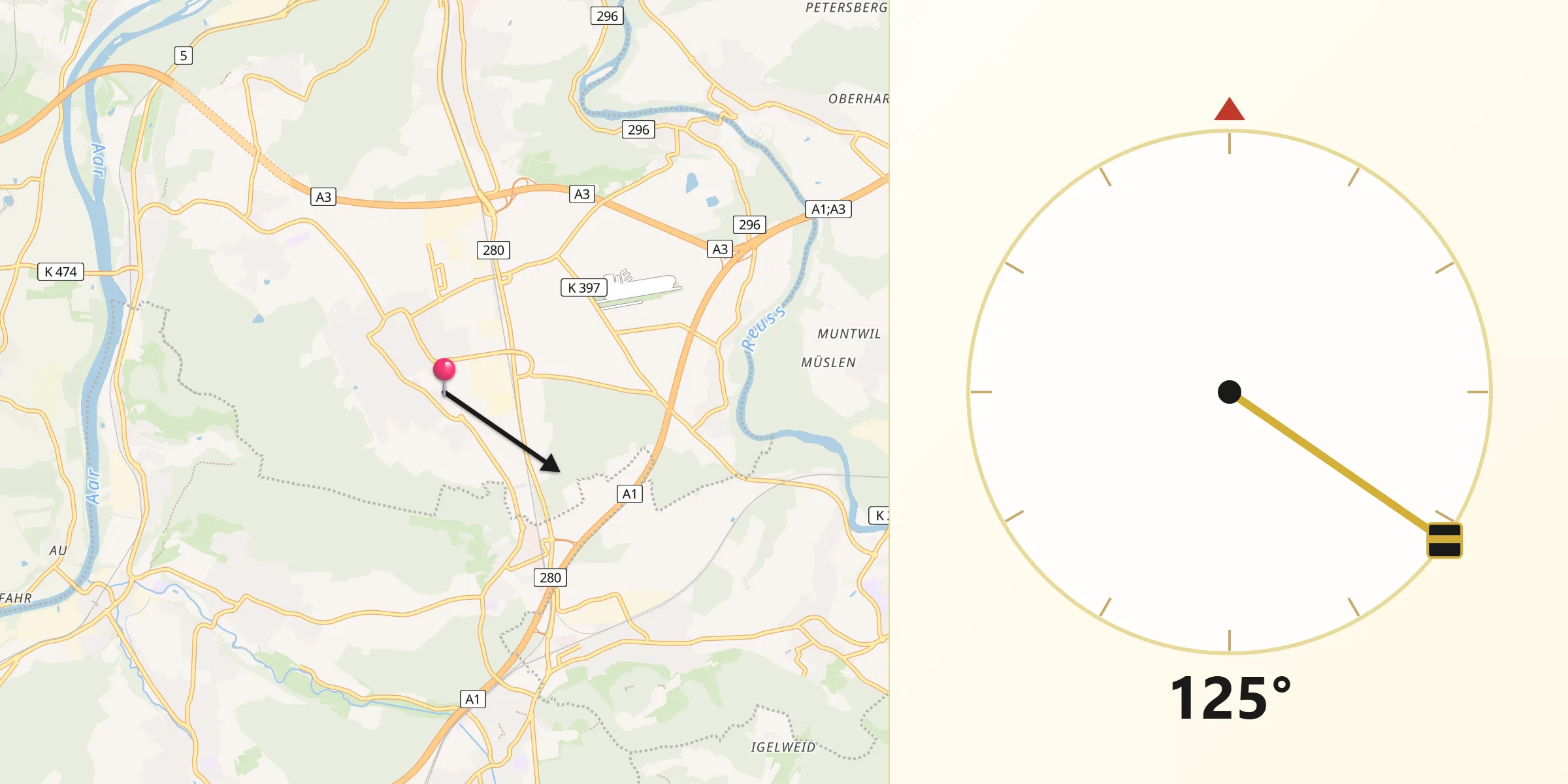 Direction vers la Qibla depuis Birr