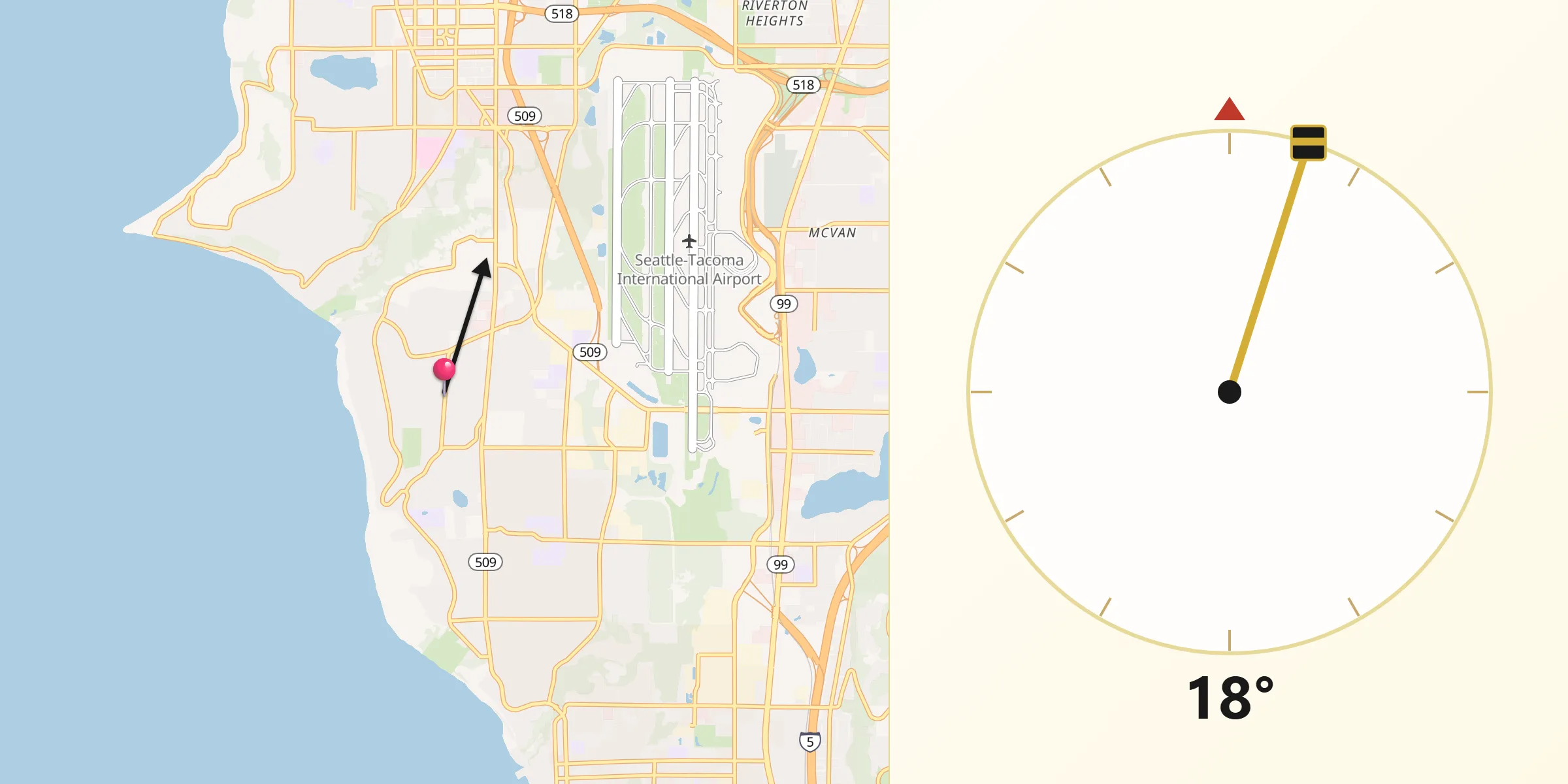 Qibla Direction from Normandy Park
