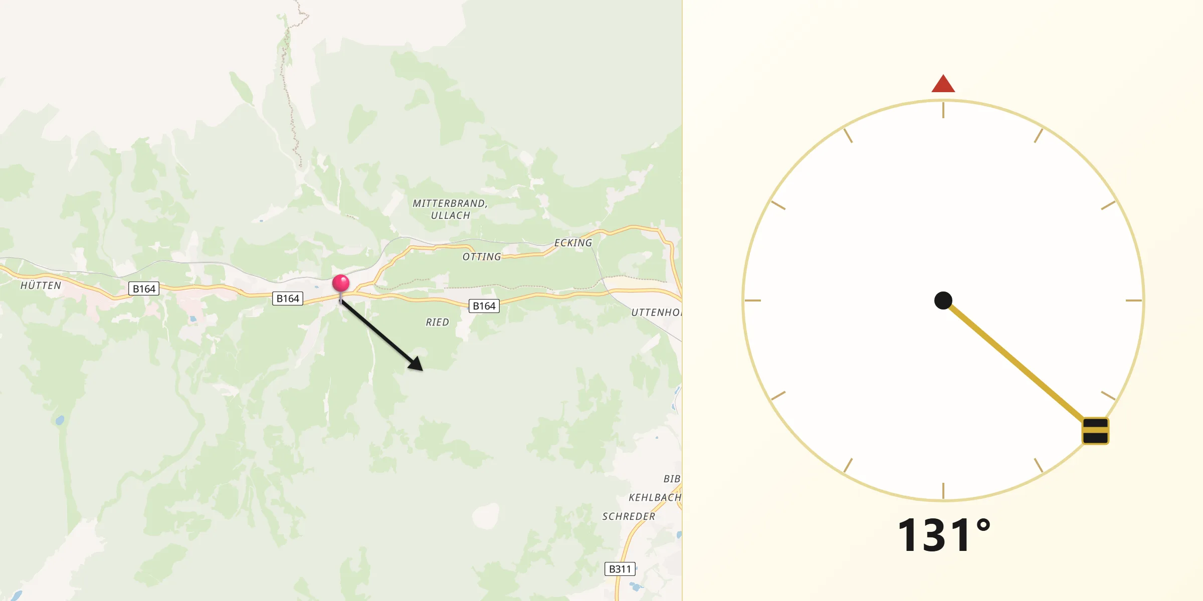 Qibla-Richtung von Leogang
