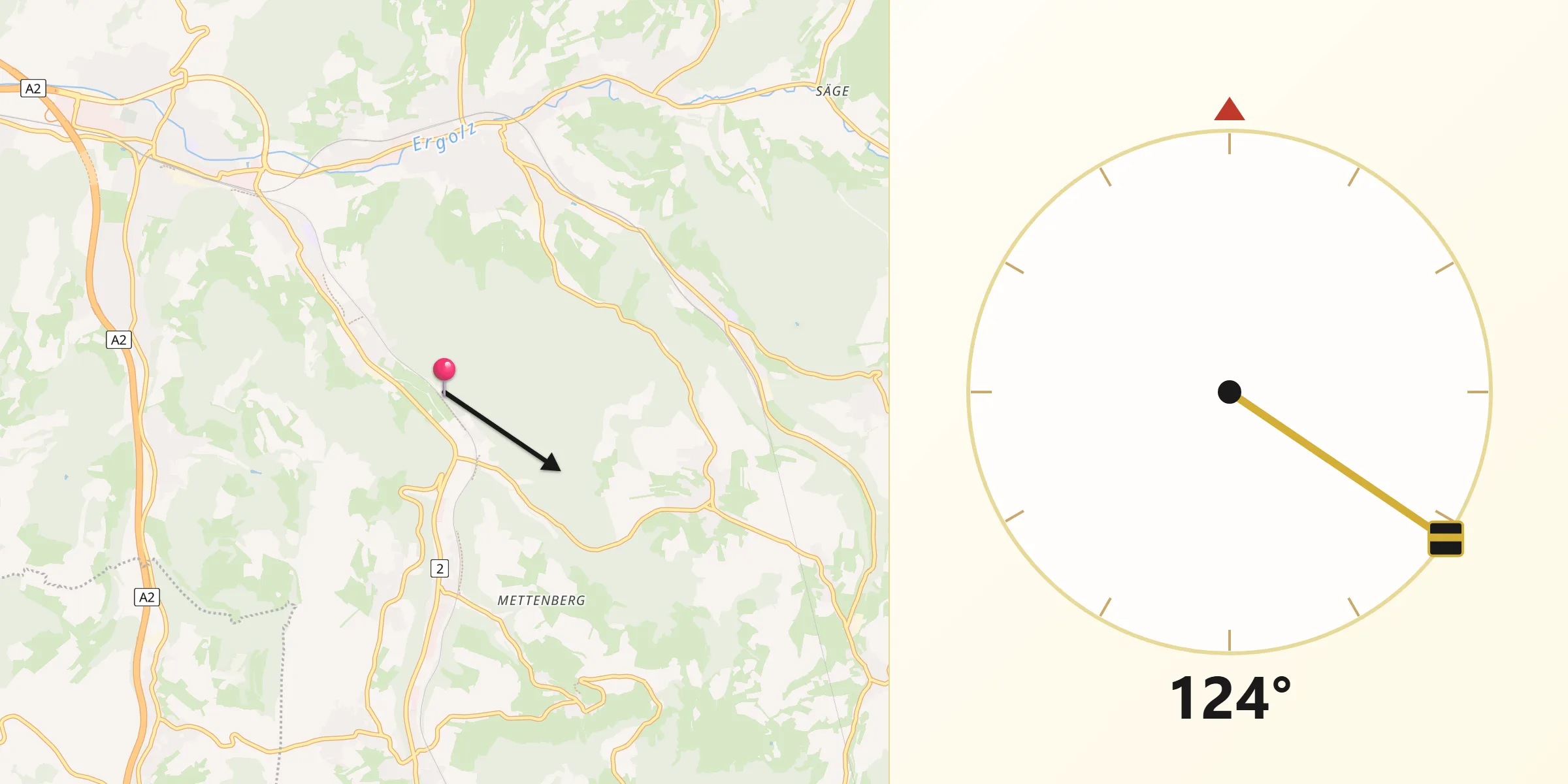 Direzione della Qibla da Bezirk Sissach