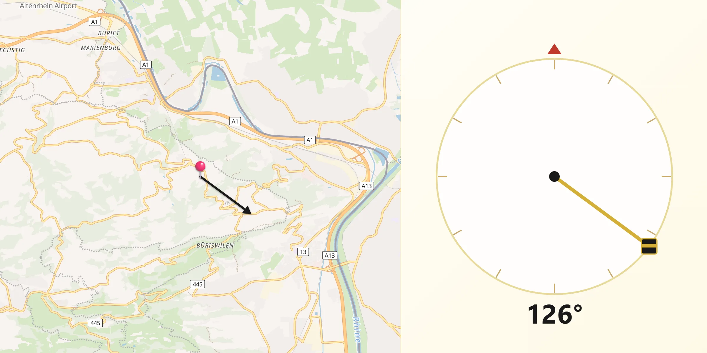 Direzione della Qibla da Walzenhausen