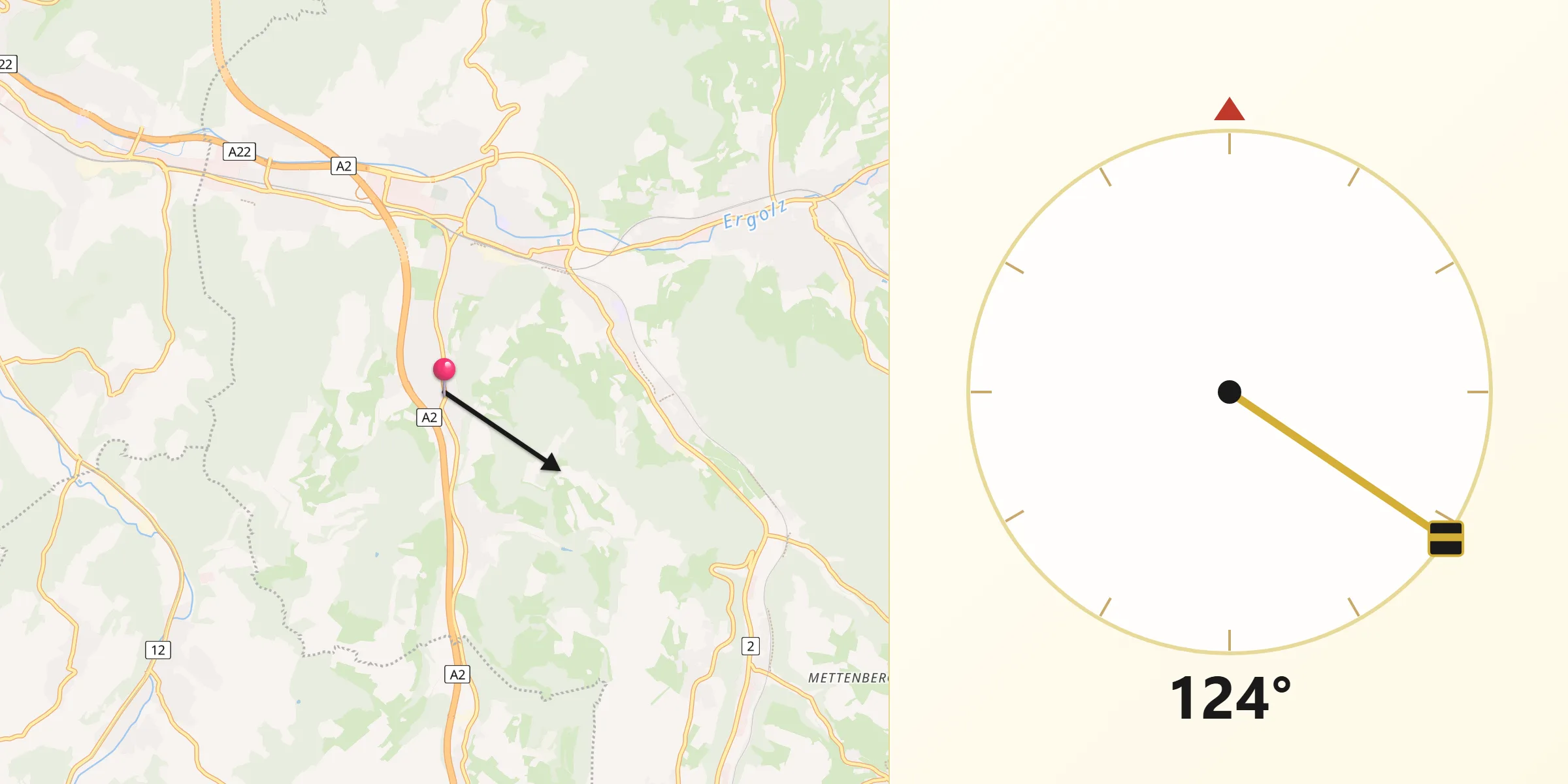 Direzione della Qibla da Zunzgen