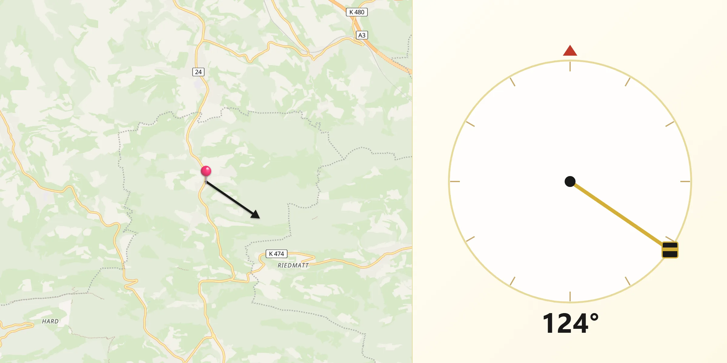 Direzione della Qibla da Densbüren