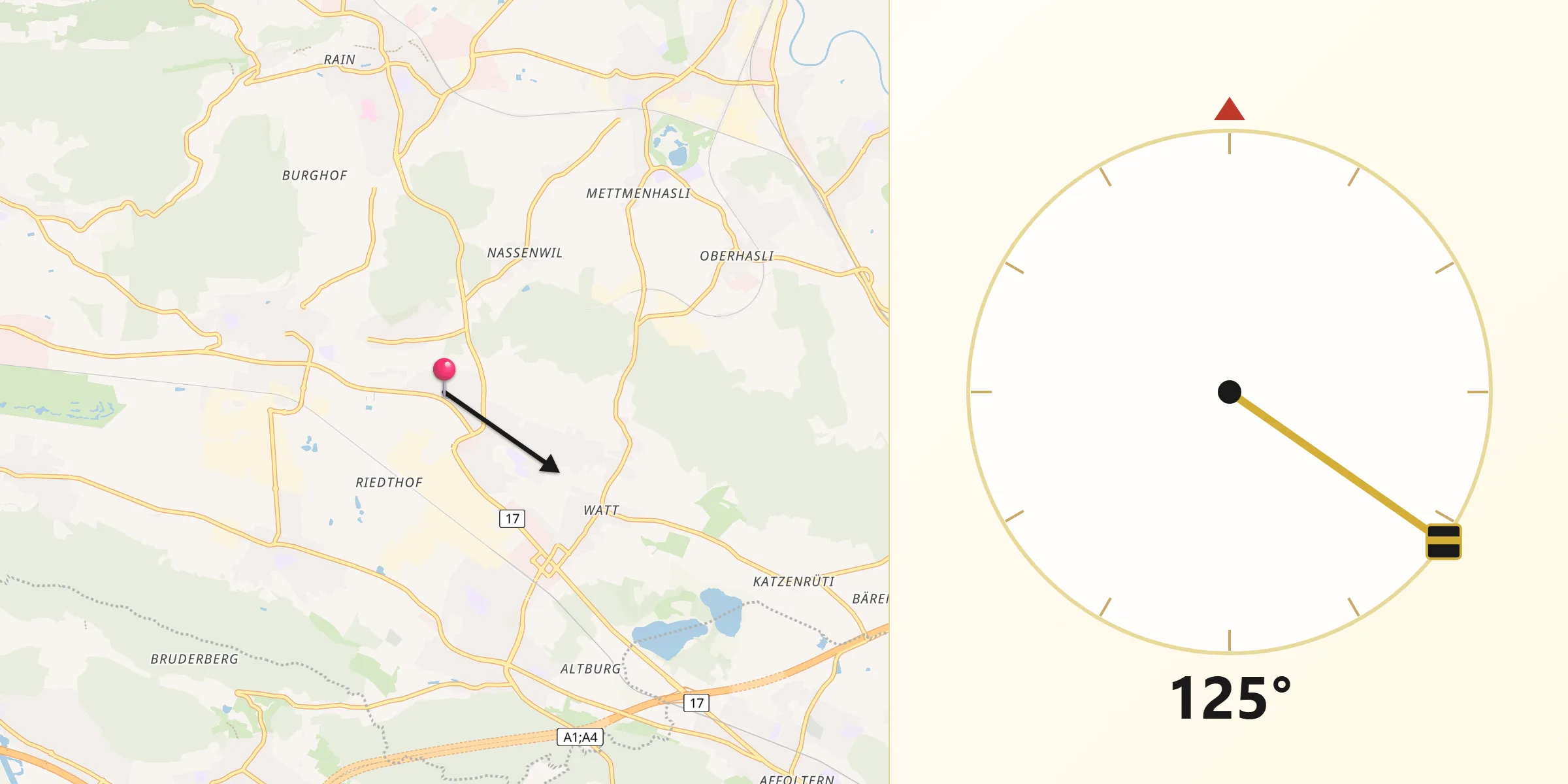 Direzione della Qibla da Sonnhalde