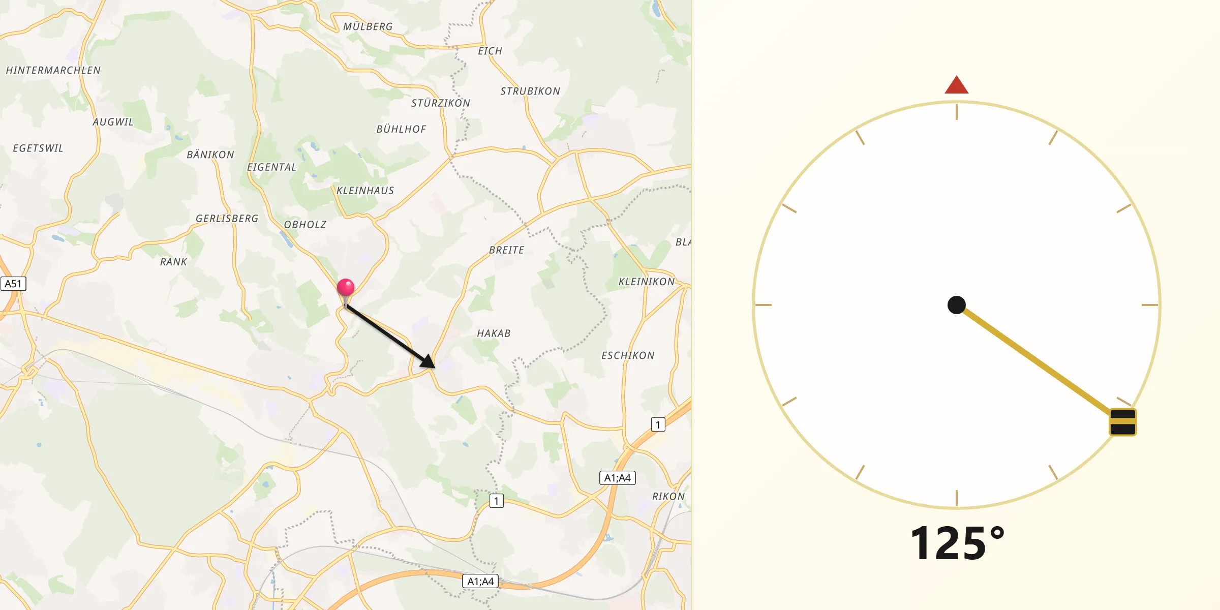 Direzione della Qibla da Birchwil