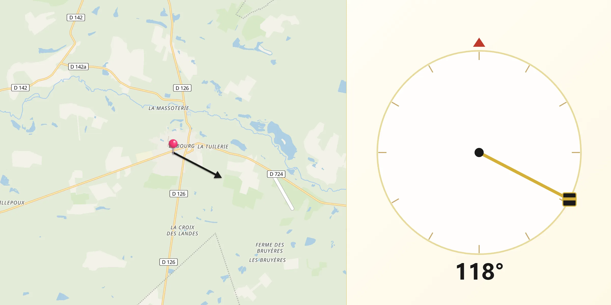 Direction vers la Qibla depuis Souesmes