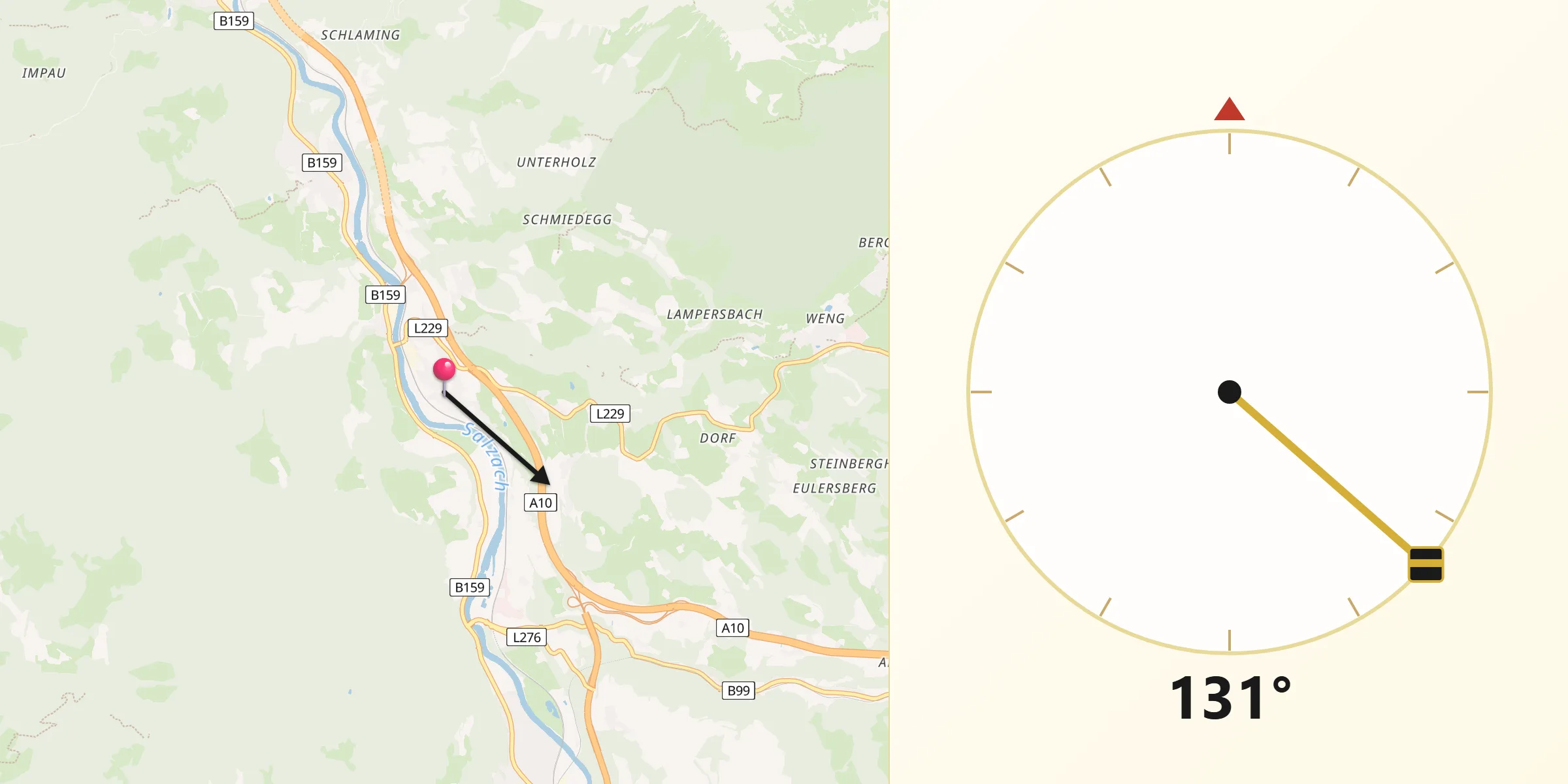Qibla-Richtung von Pfarrwerfen