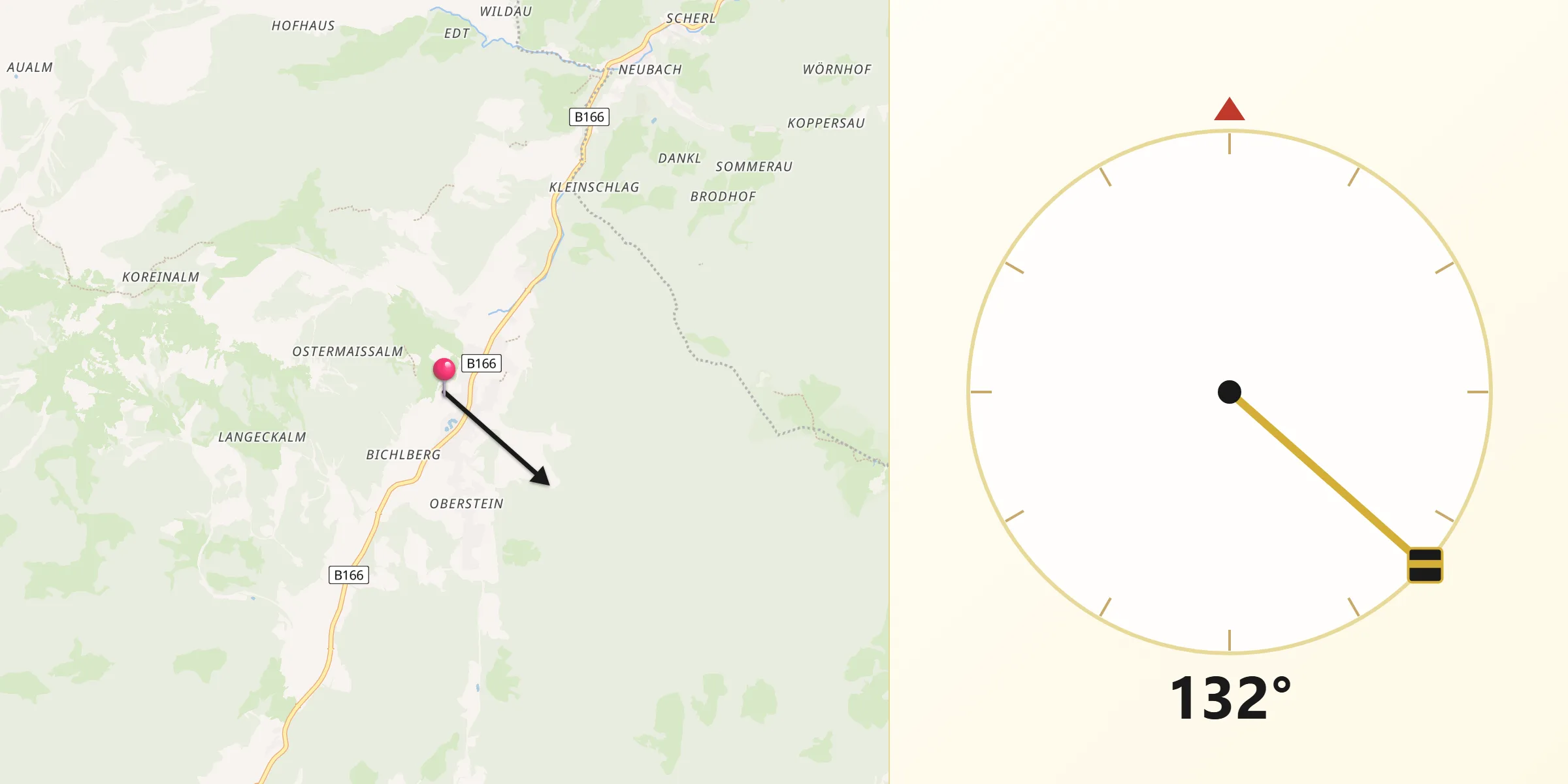 Qibla-Richtung von St. Martin of Tennengebirge