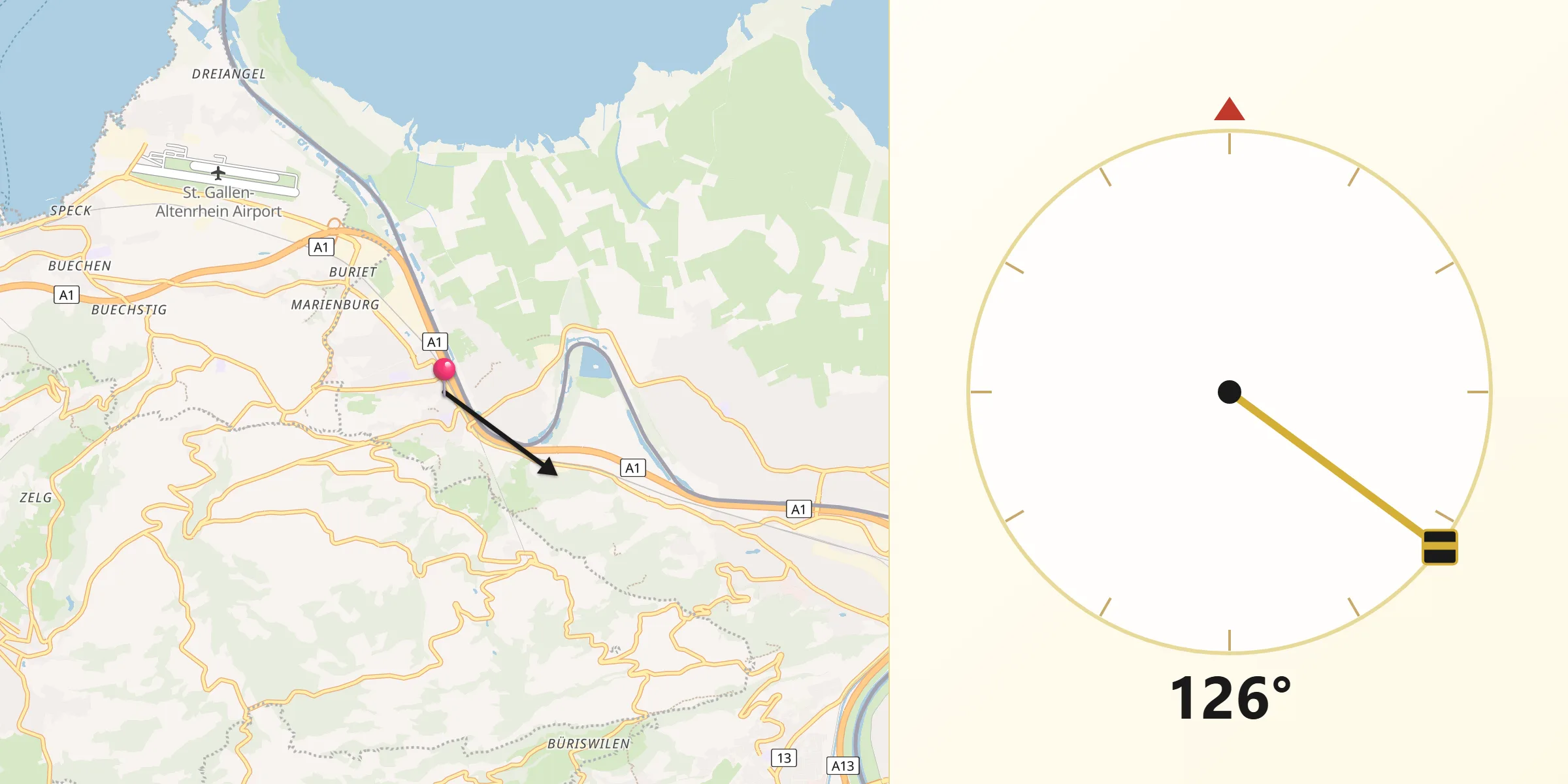 Direzione della Qibla da Rheineck