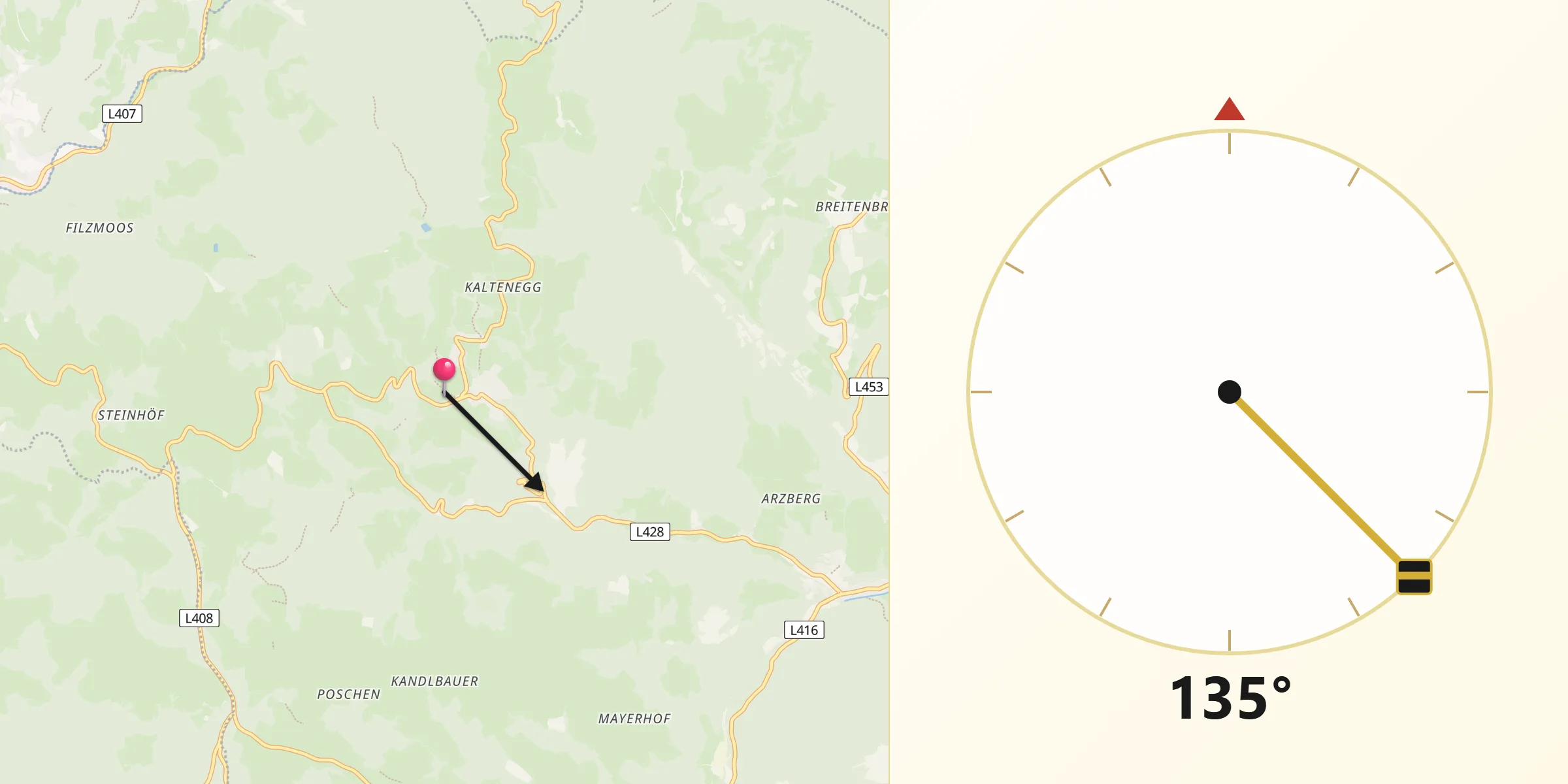 Qibla-Richtung von Sankt Jakob im Walde