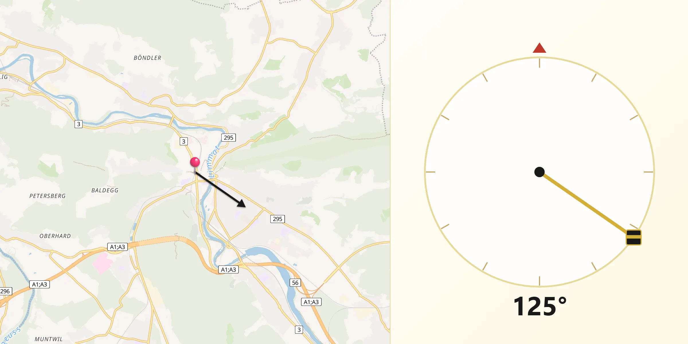 Direzione della Qibla da Baden