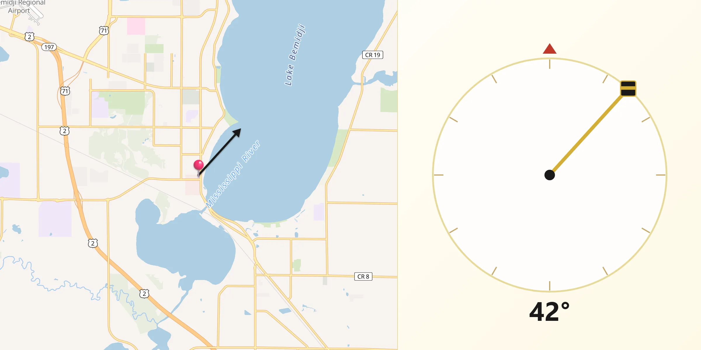 Qibla Direction from Bemidji