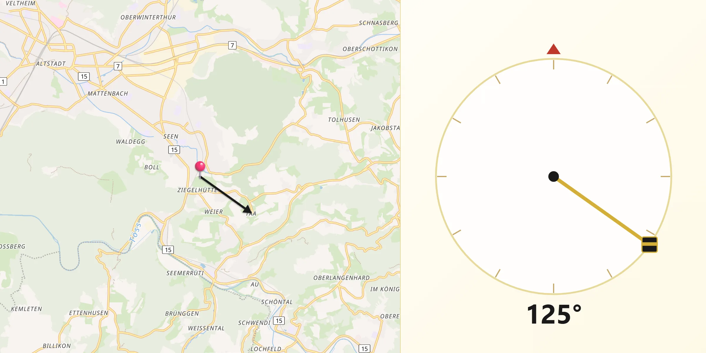 Qibla-Richtung von Seen (Kreis 3)
