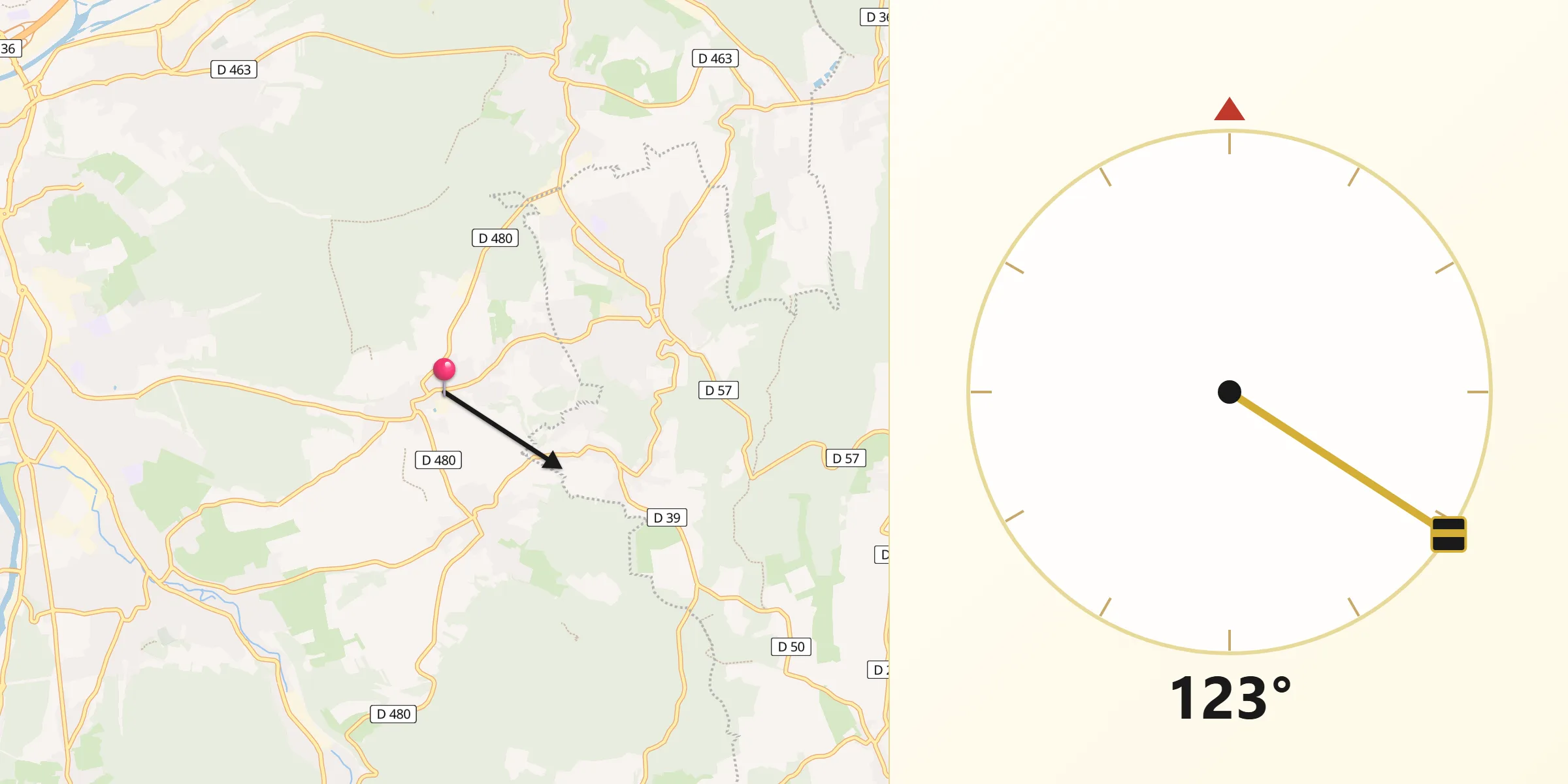 Direction vers la Qibla depuis Dasle