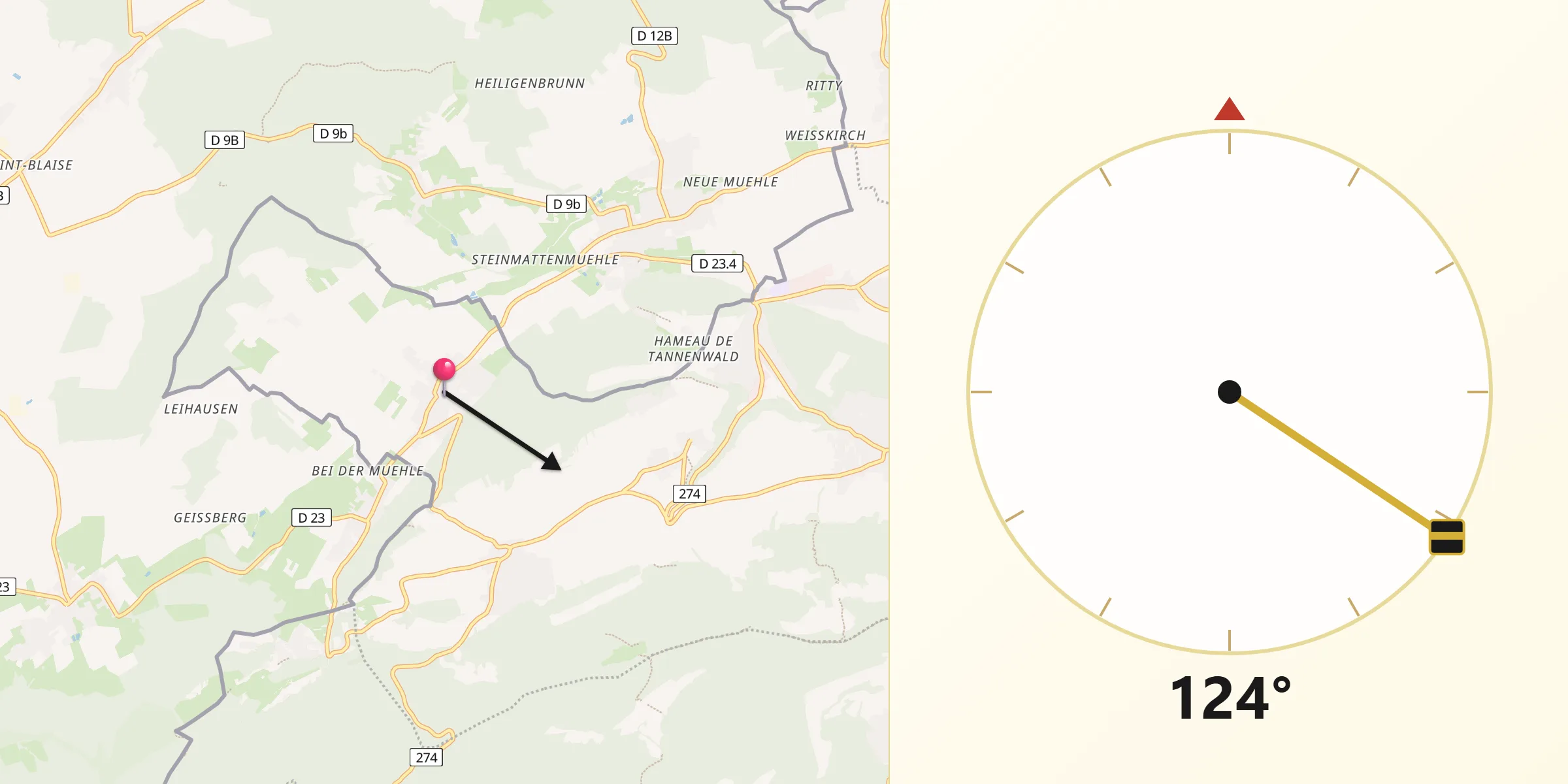 Direzione della Qibla da Rodersdorf