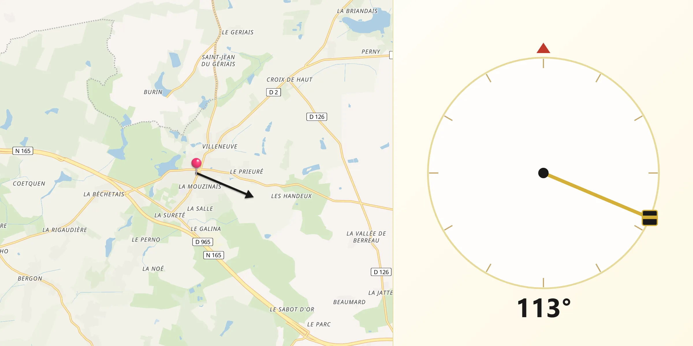 Direction vers la Qibla depuis Missillac
