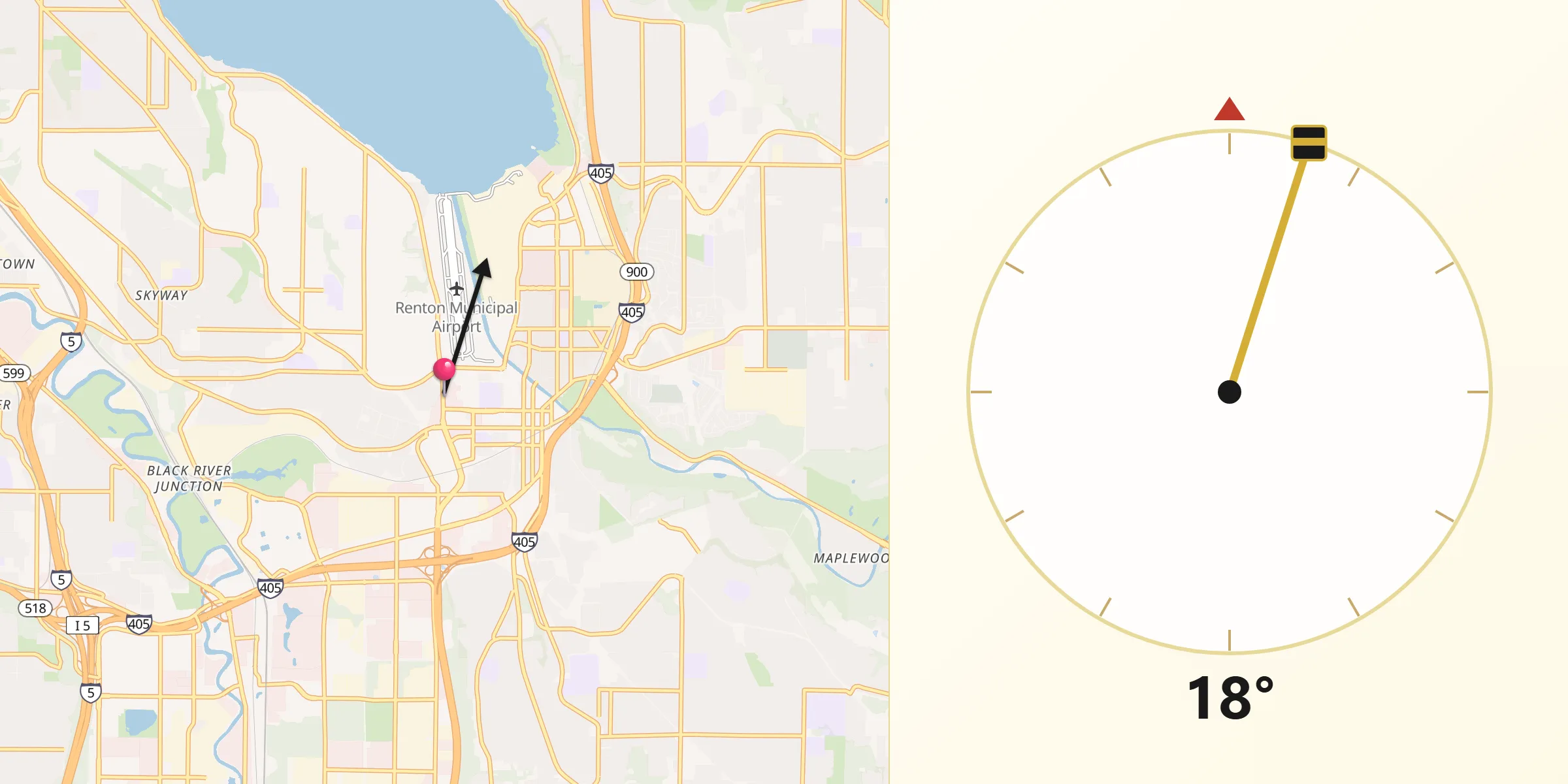 Qibla Direction from Renton