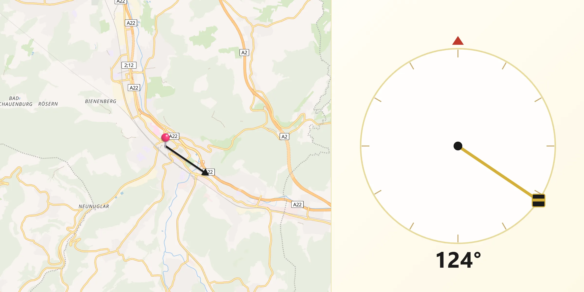 Direction vers la Qibla depuis Liestal
