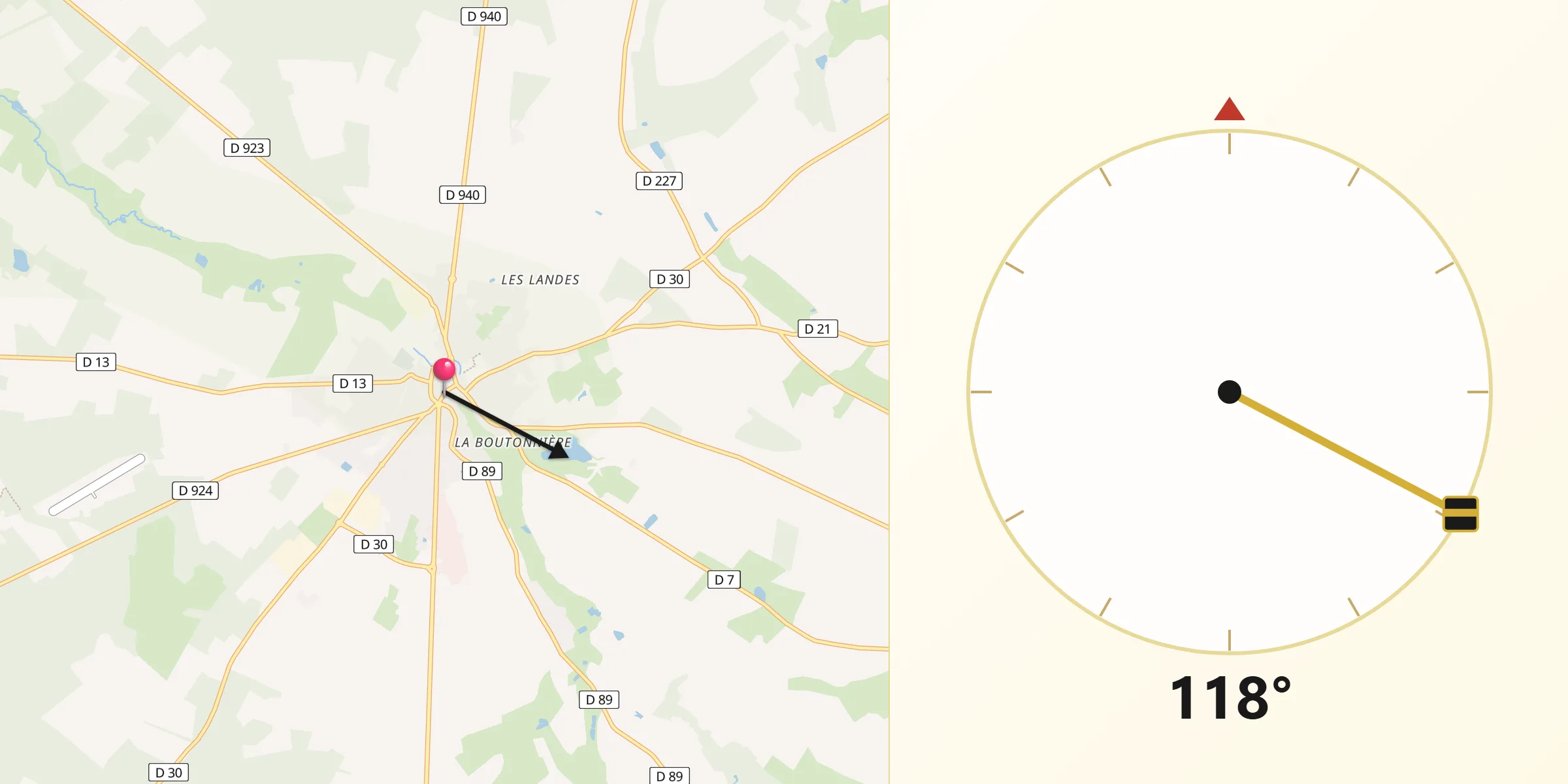 Direction vers la Qibla depuis Aubigny-sur-Nère