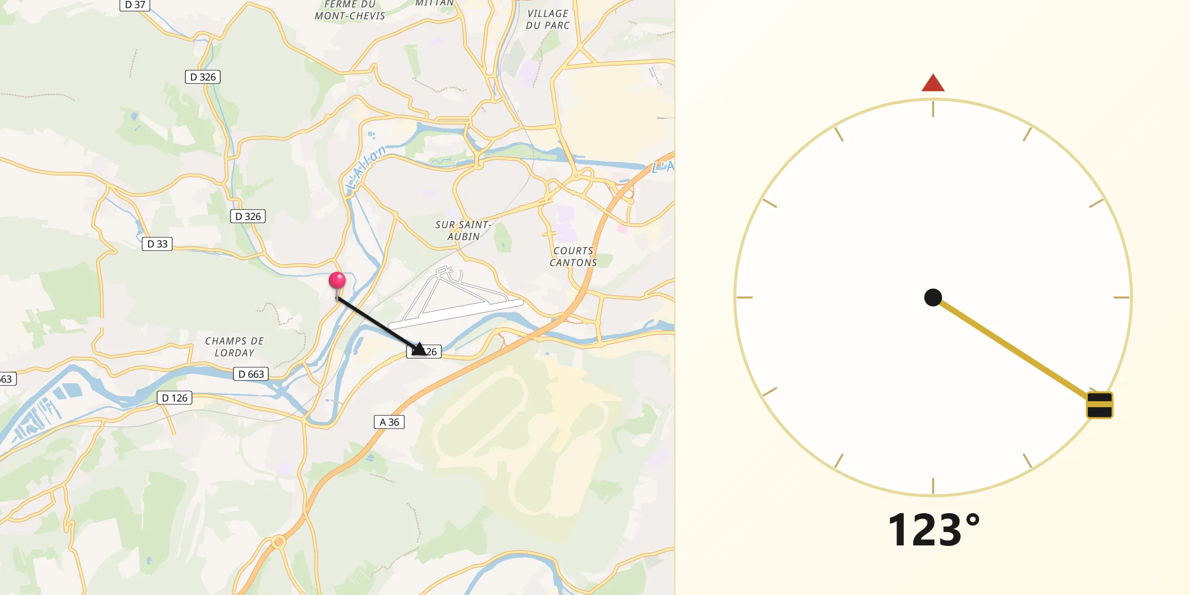 Direction vers la Qibla depuis Bart