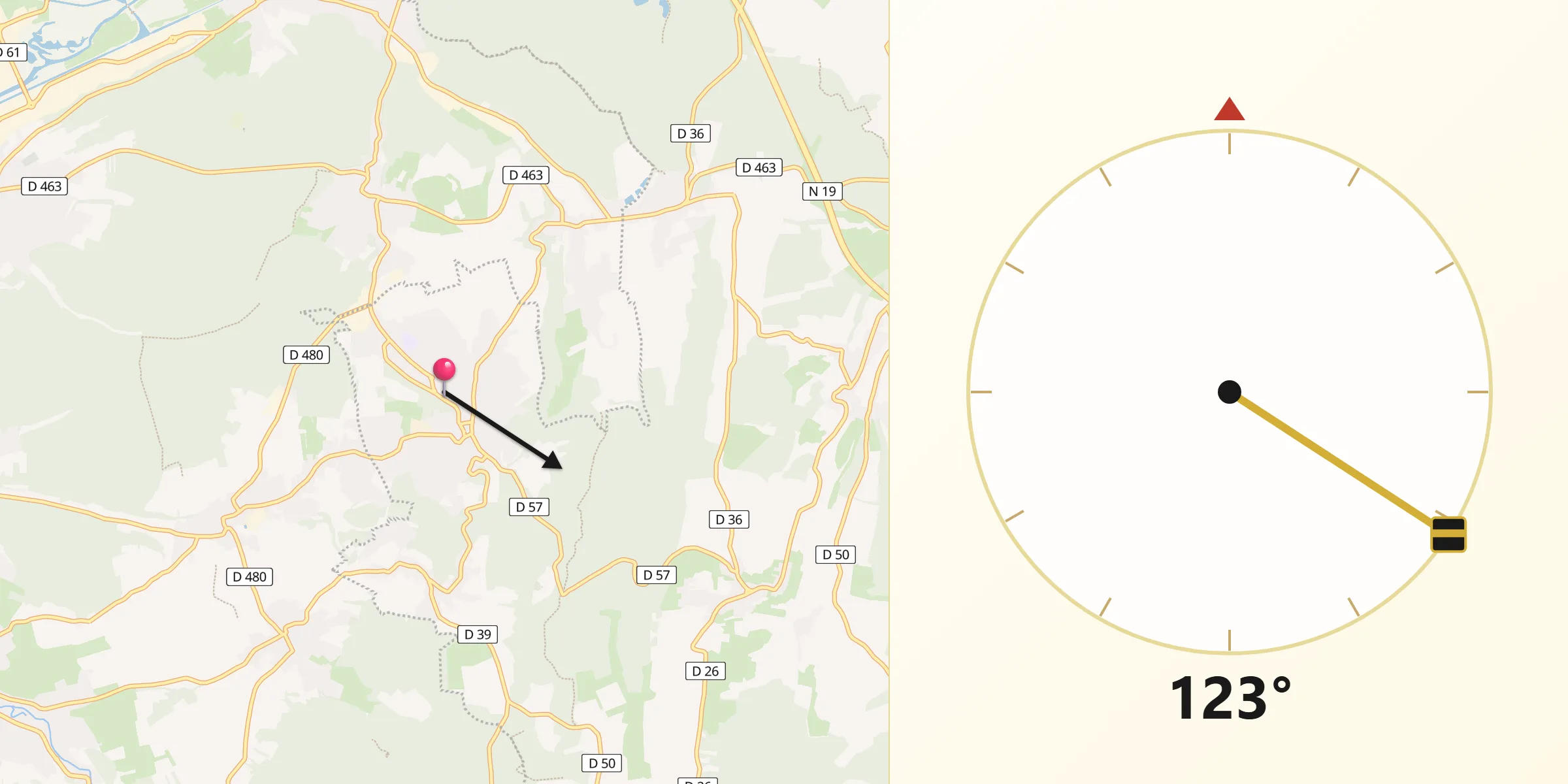 Direction vers la Qibla depuis Beaucourt