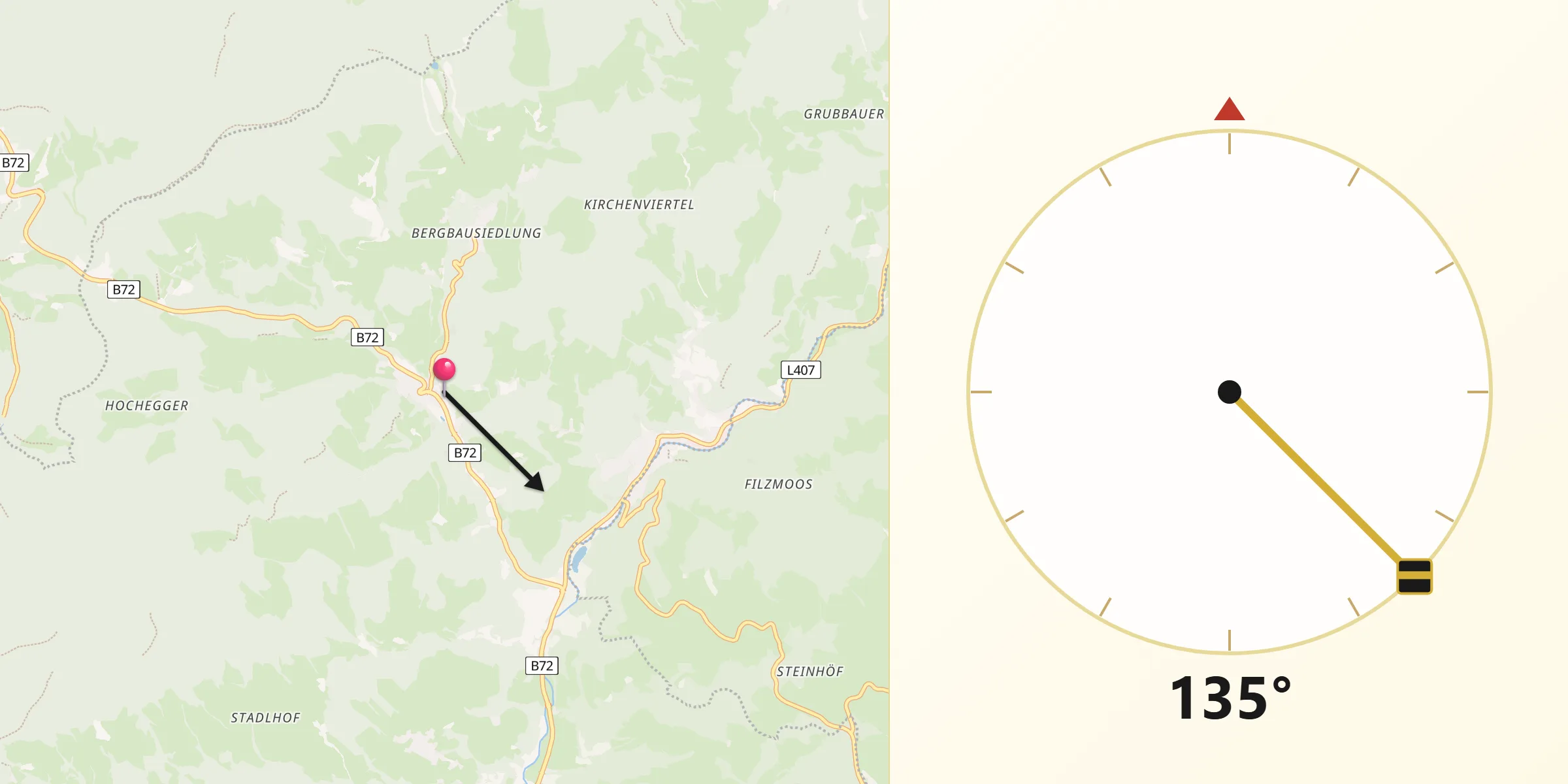 Qibla-Richtung von Sankt Kathrein am Hauenstein