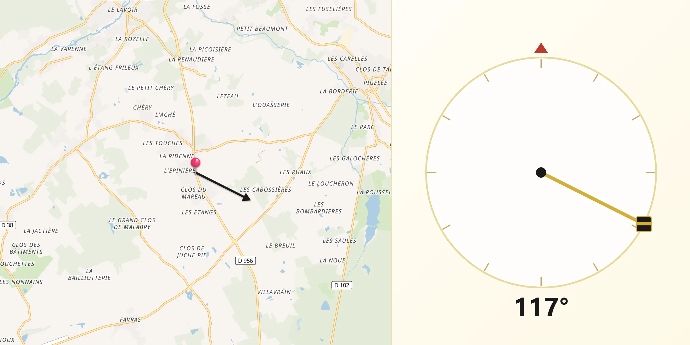 Direction vers la Qibla depuis Cormeray