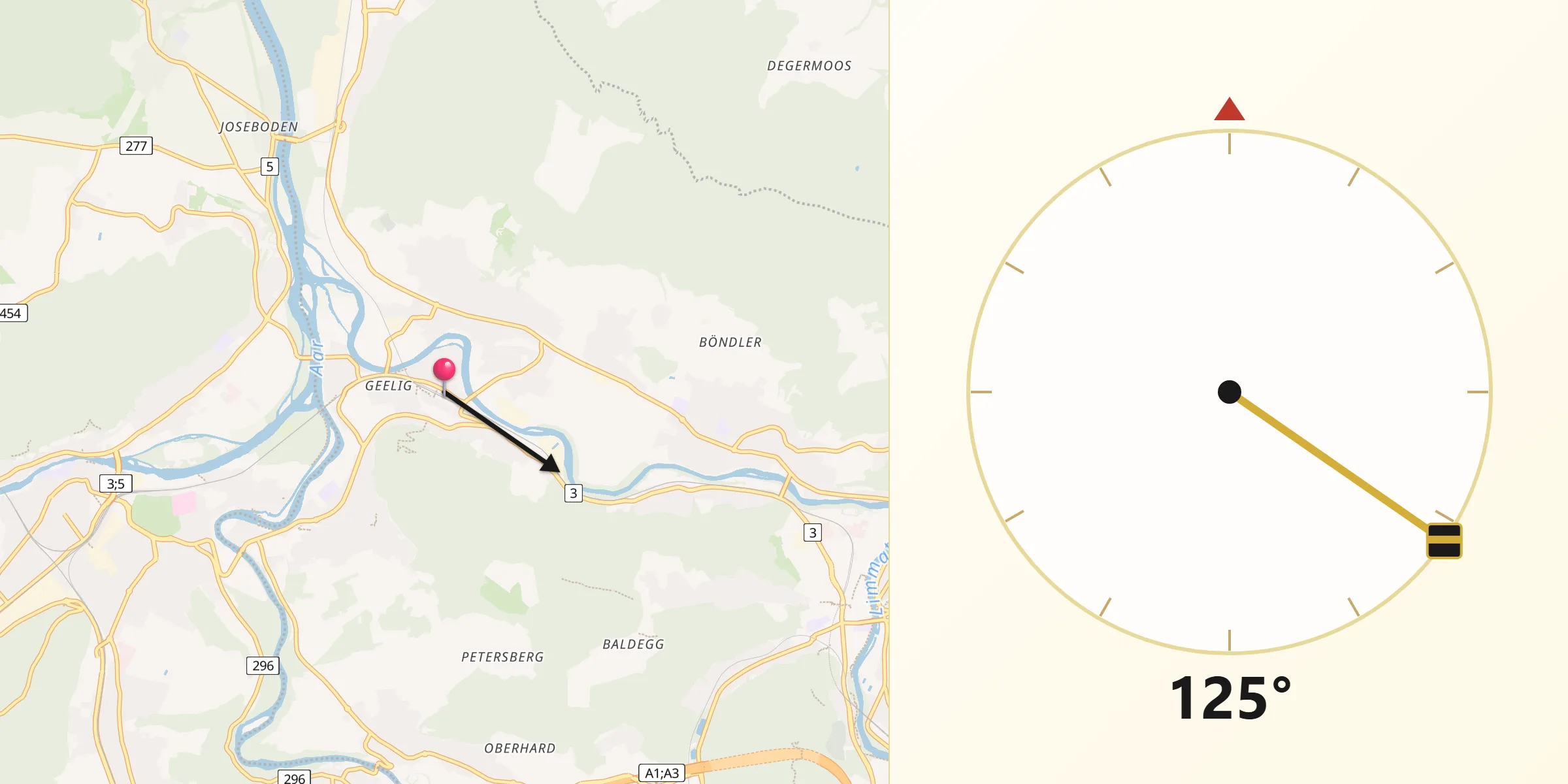 Direzione della Qibla da Turgi