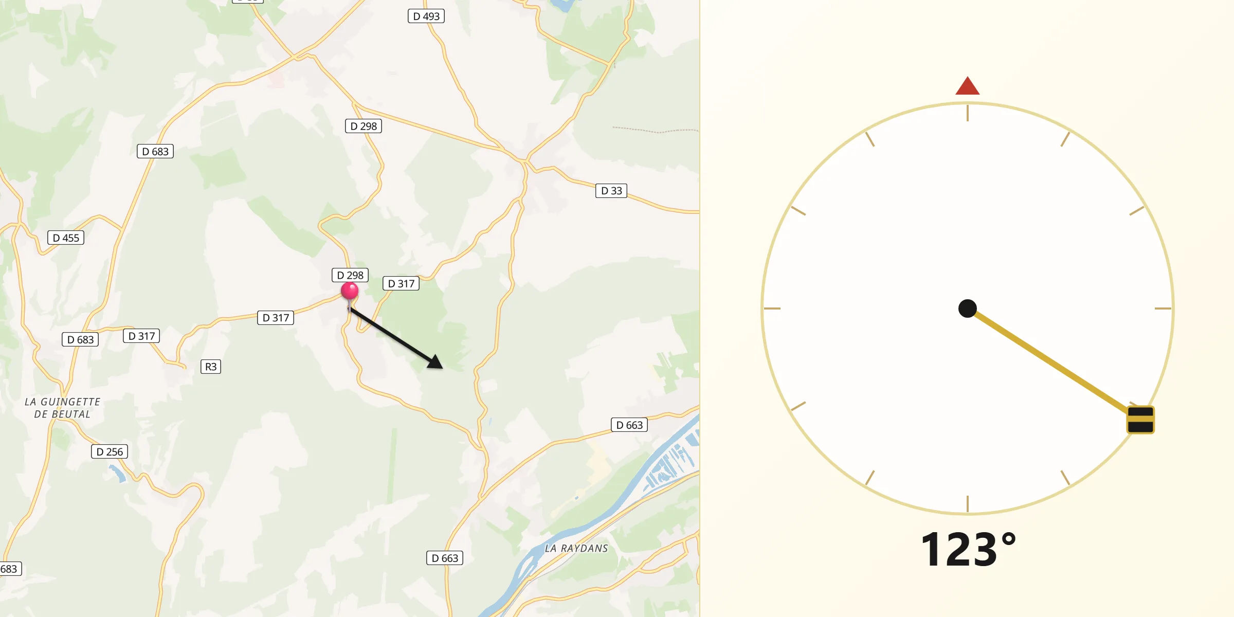 Direction vers la Qibla depuis Montenois