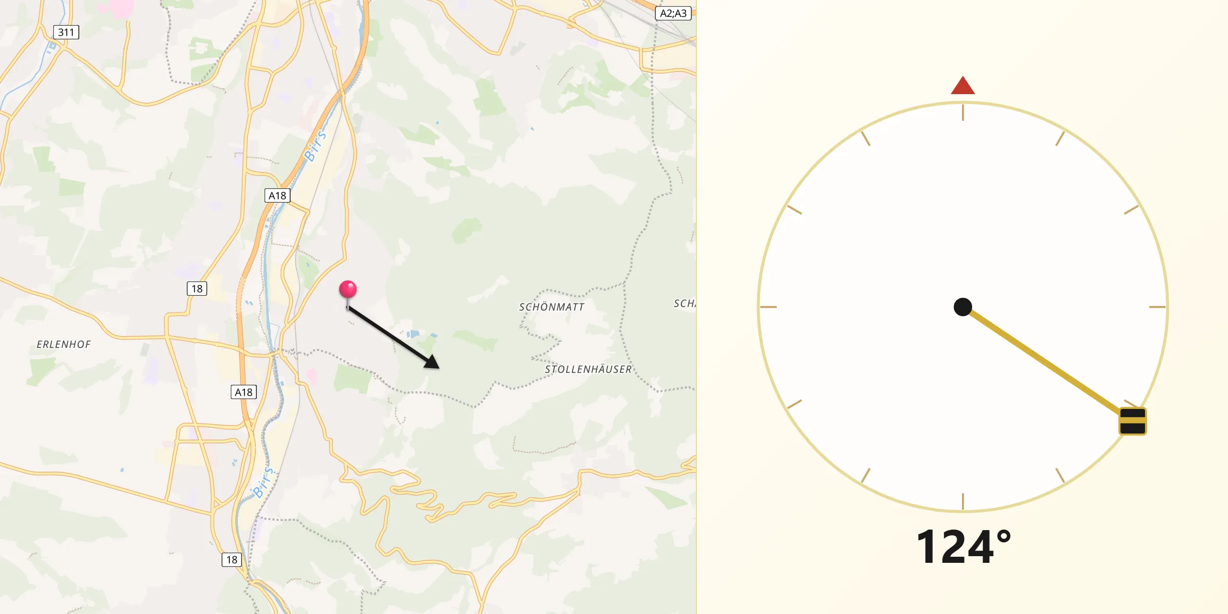 Direzione della Qibla da Arlesheim