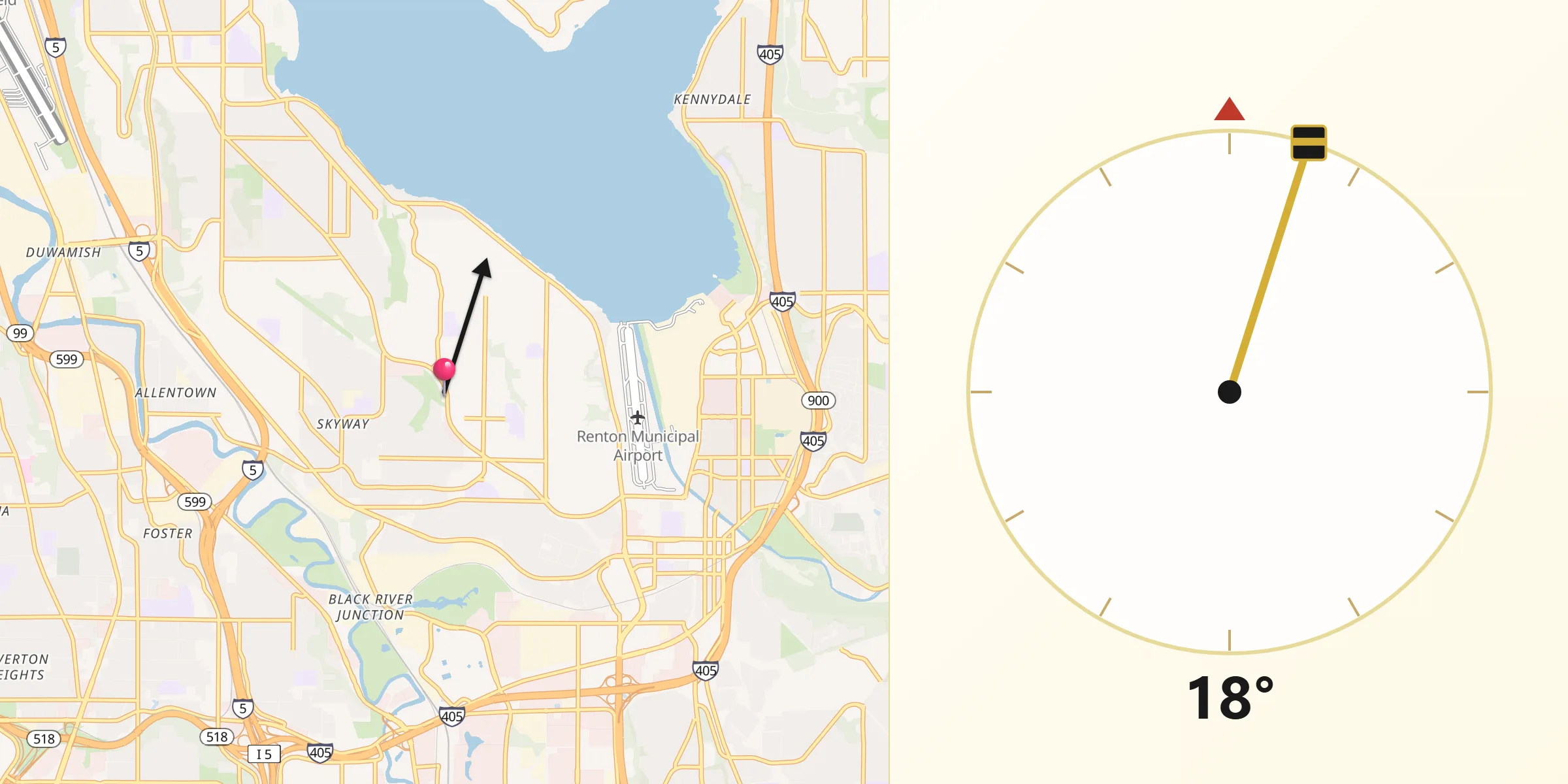 Qibla Direction from Bryn Mawr-Skyway
