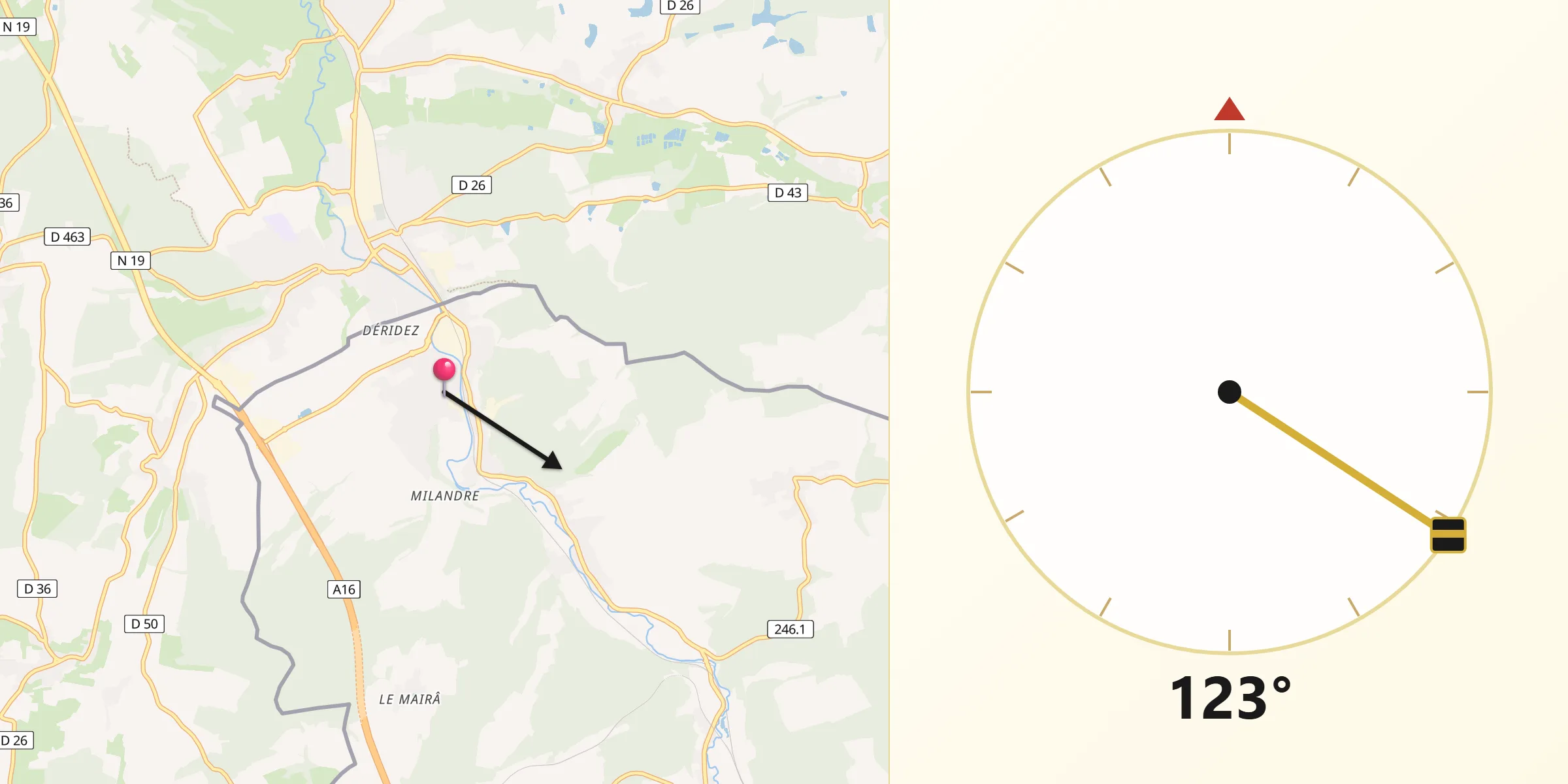 Qibla-Richtung von Boncourt
