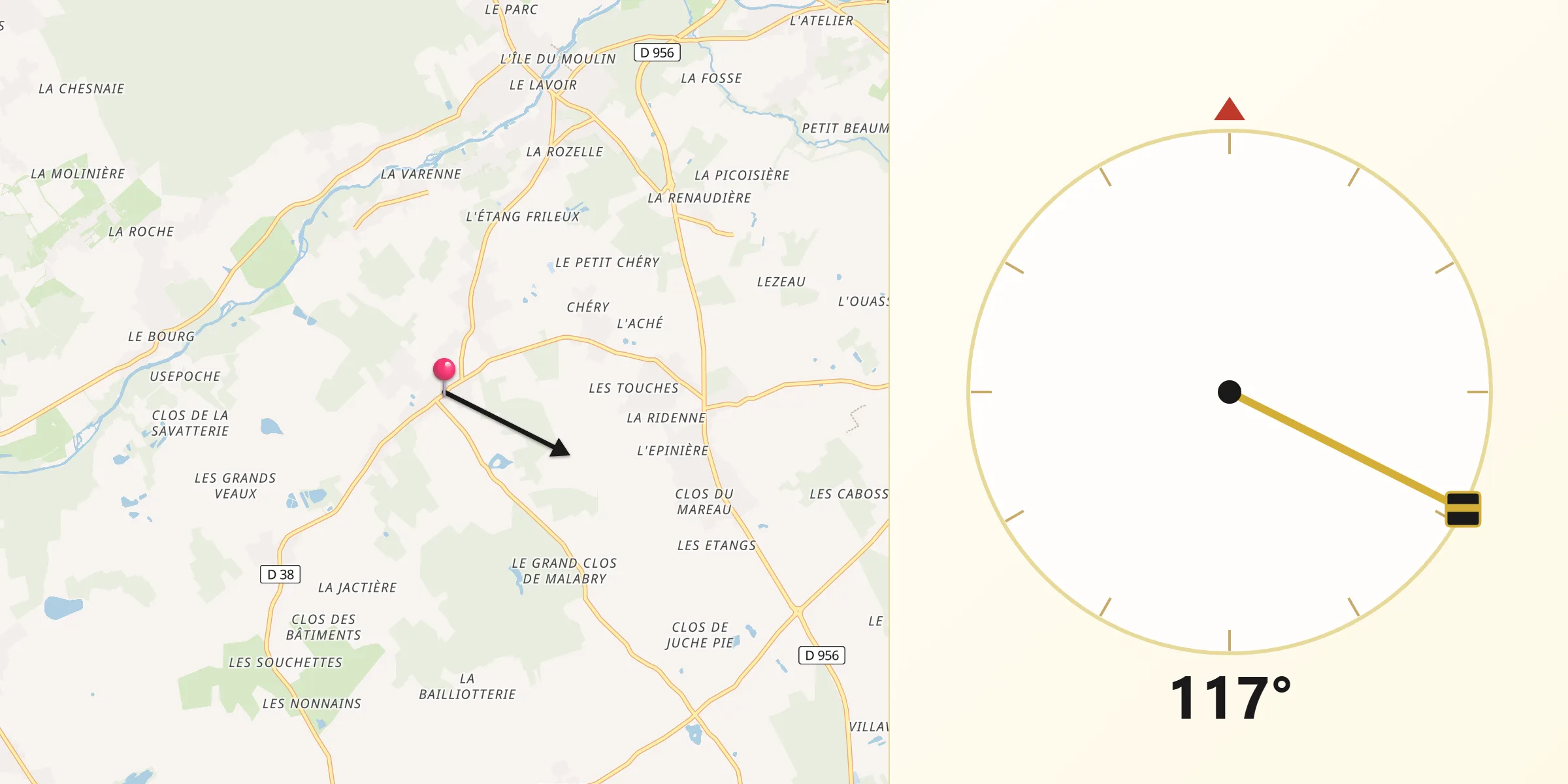 Direction vers la Qibla depuis Chitenay