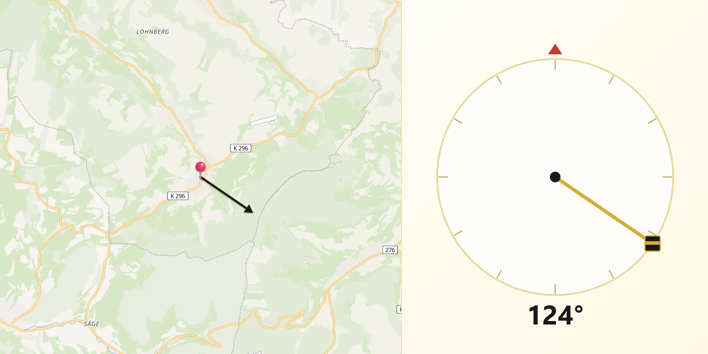 Direction vers la Qibla depuis Wegenstetten