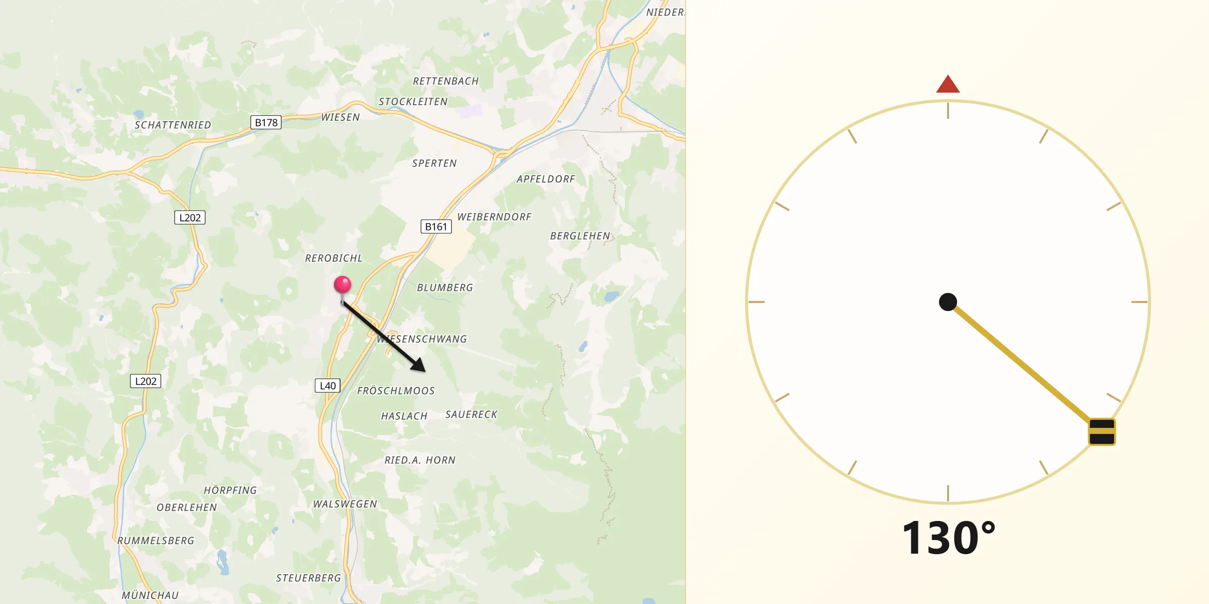 Qibla-Richtung von Oberndorf in Tirol
