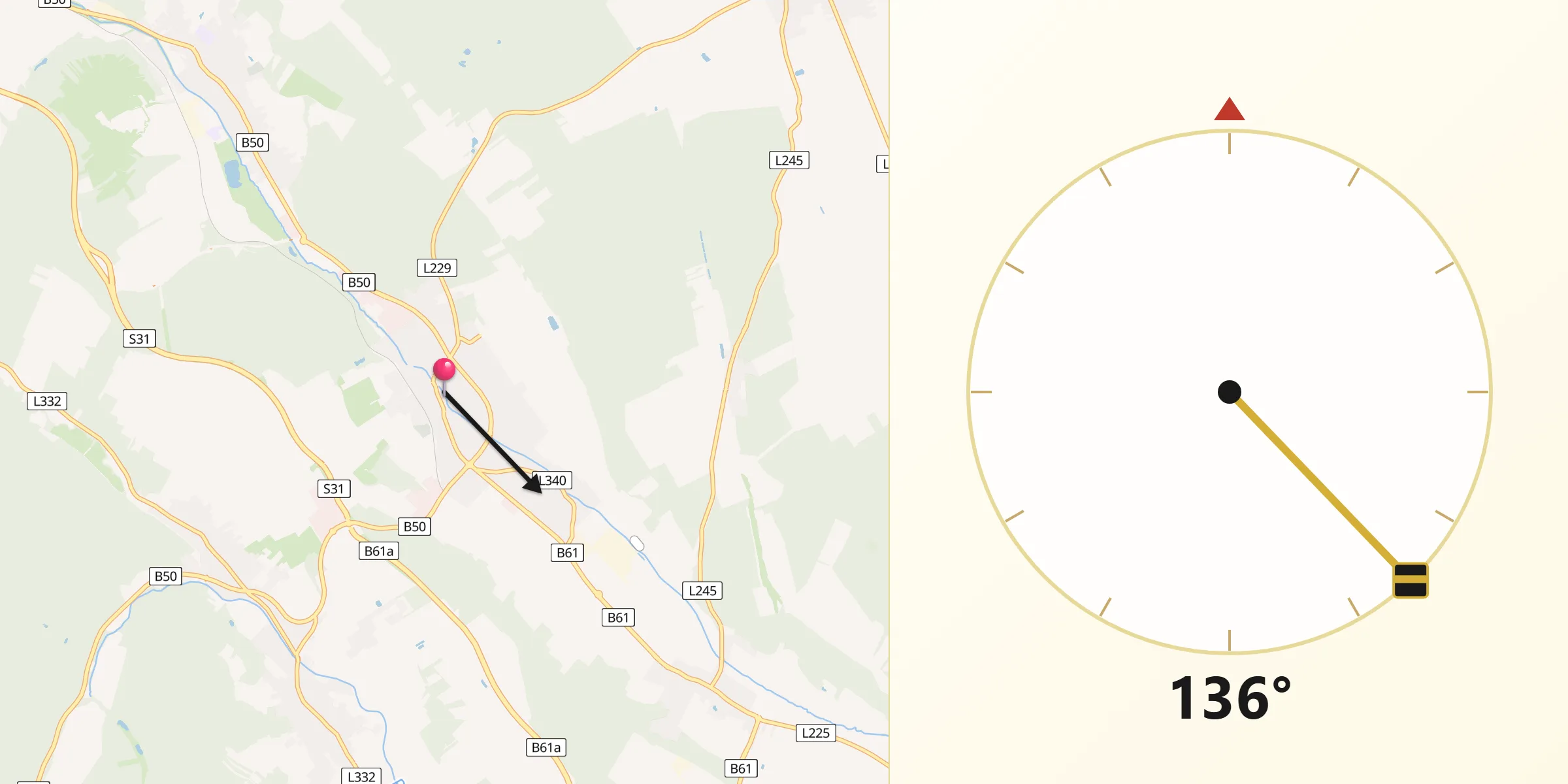 Qibla-Richtung von Politischer Bezirk Oberpullendorf