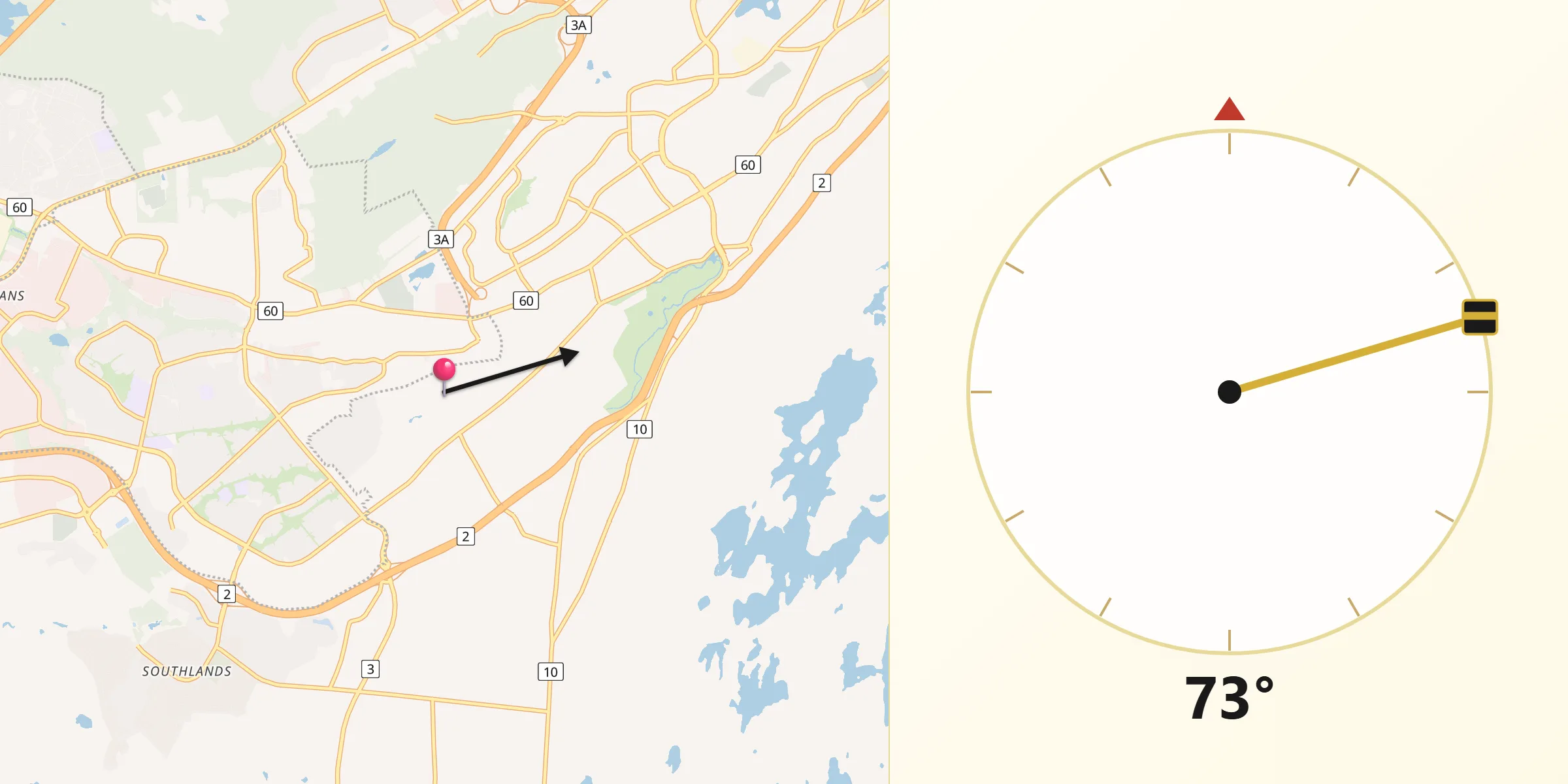 Qibla Direction from Mount Pearl