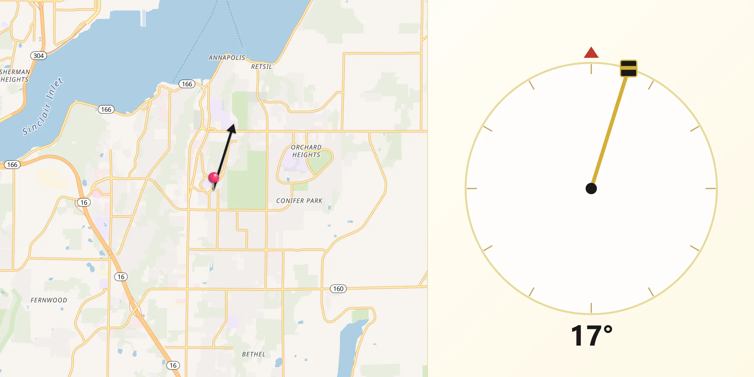 Qibla Direction from East Port Orchard
