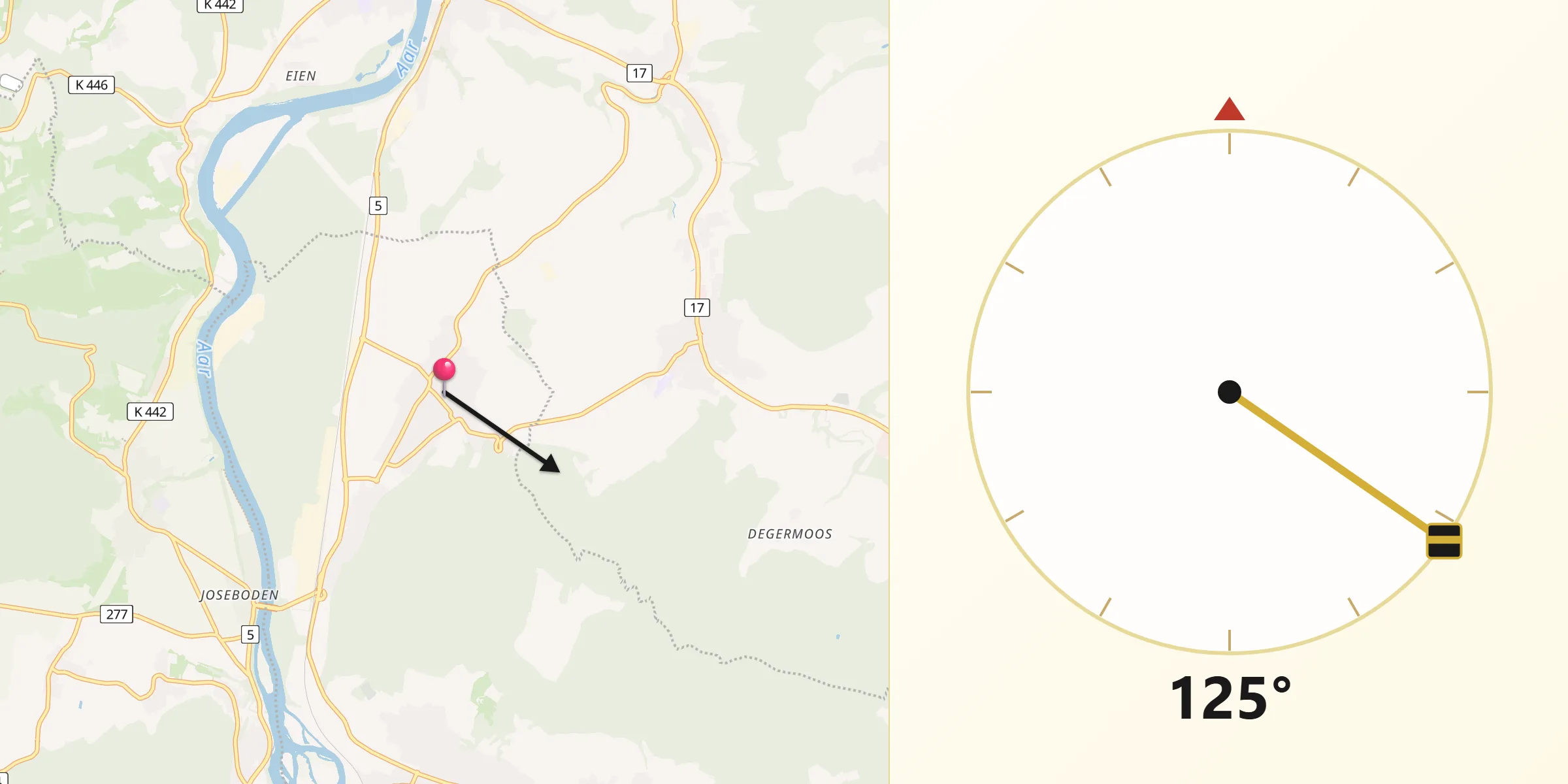 Direzione della Qibla da Würenlingen