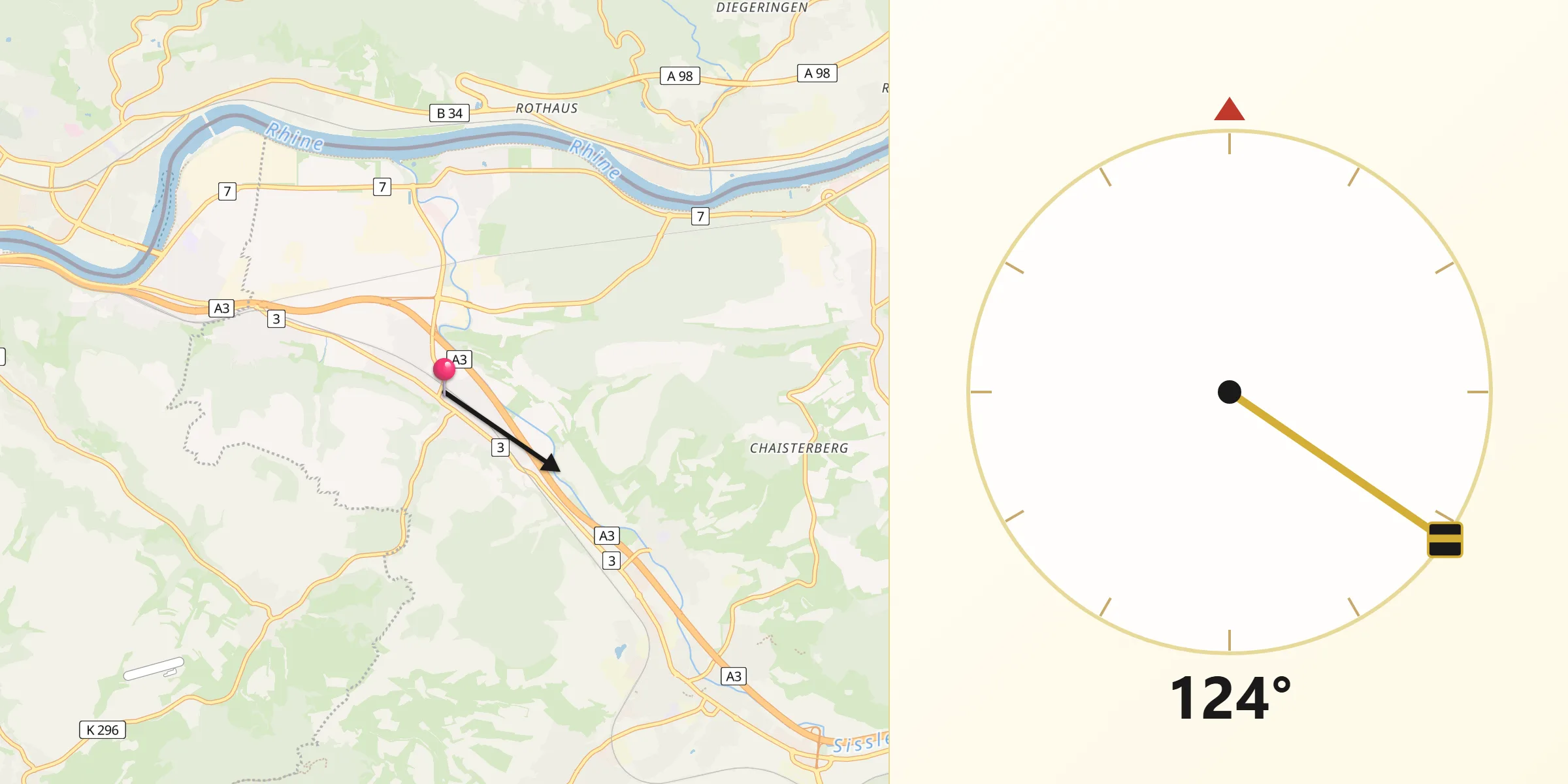 Direction vers la Qibla depuis Eiken