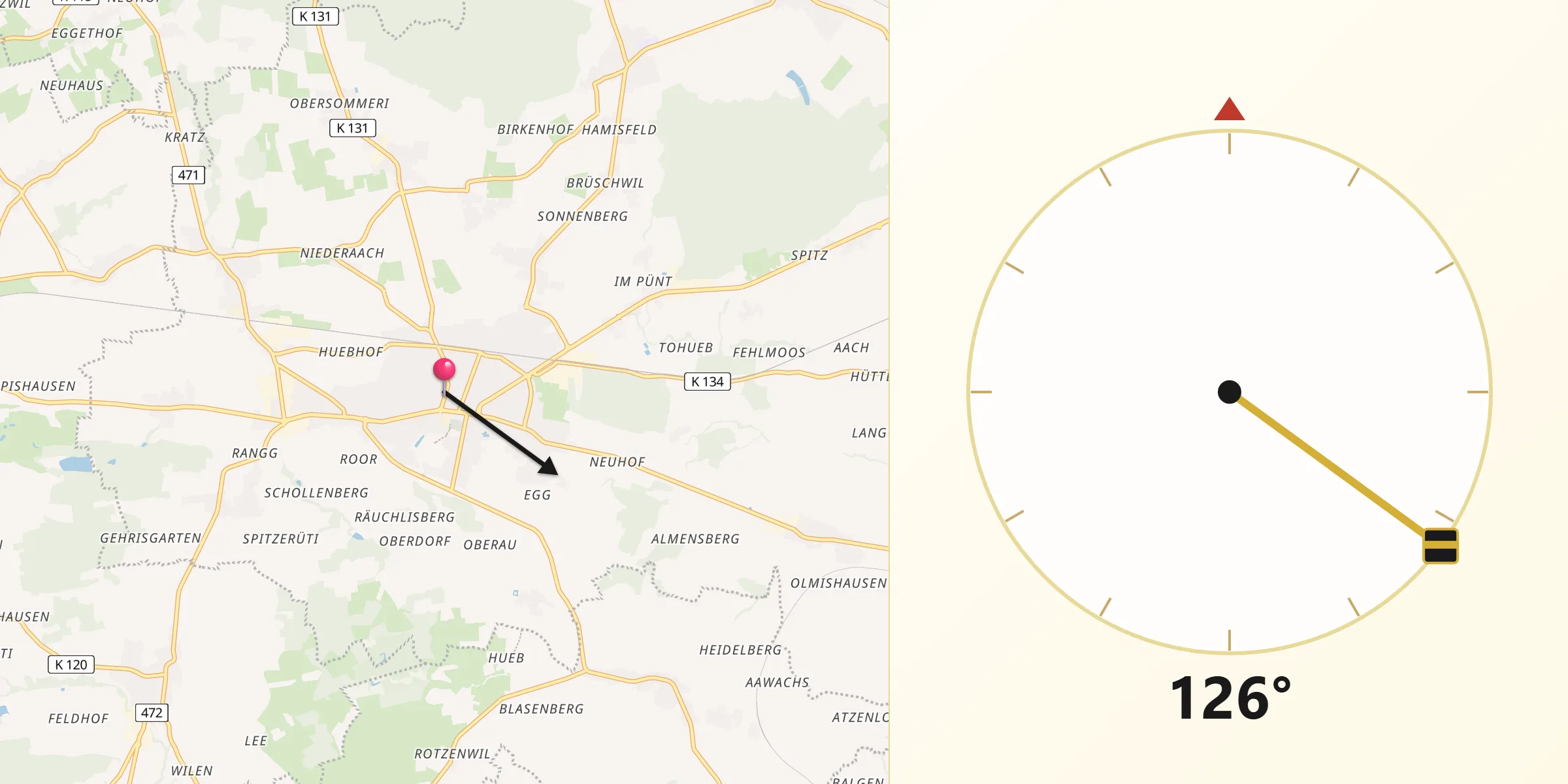 Direzione della Qibla da Amriswil