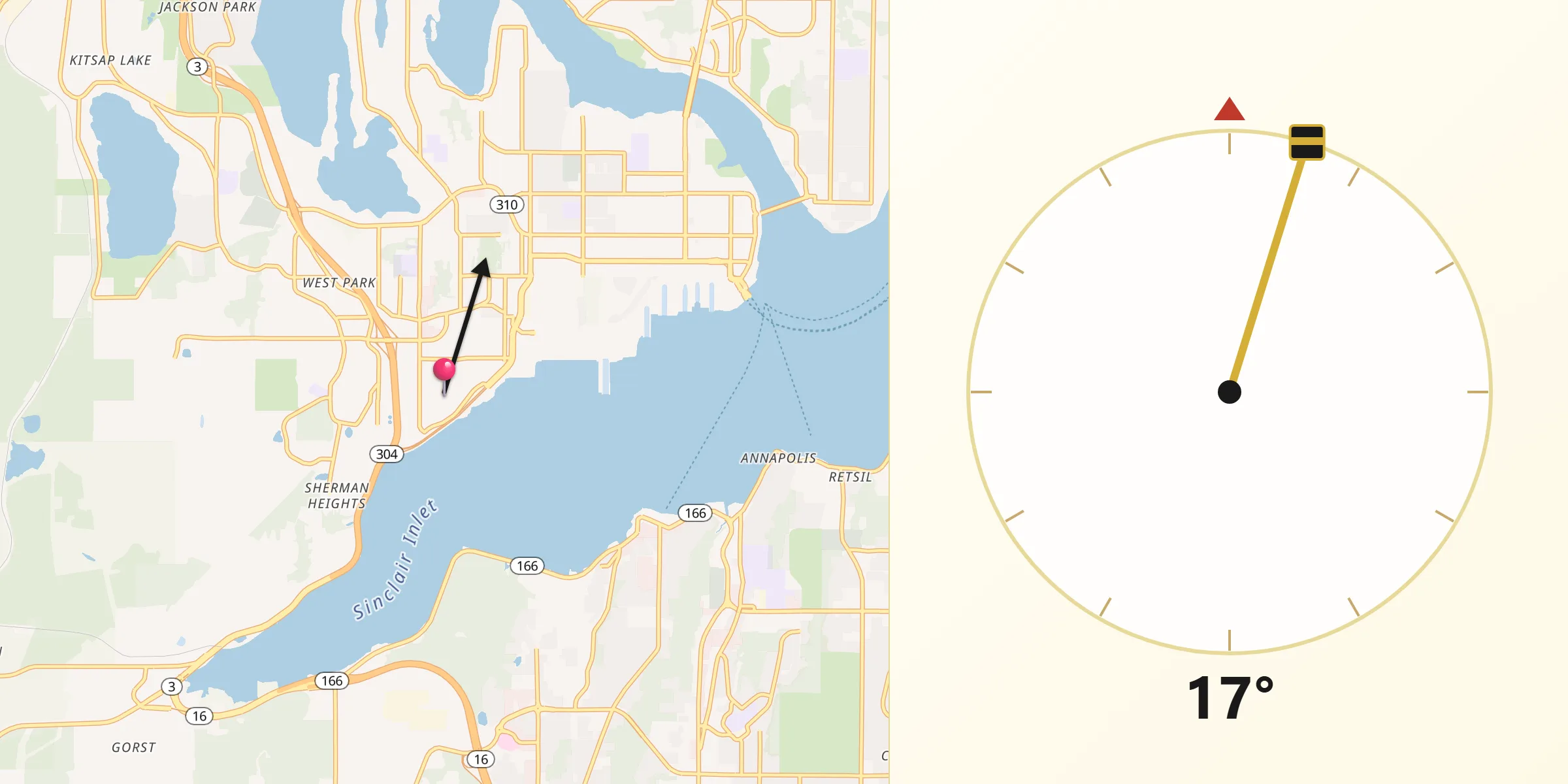 Qibla Direction from Navy Yard City