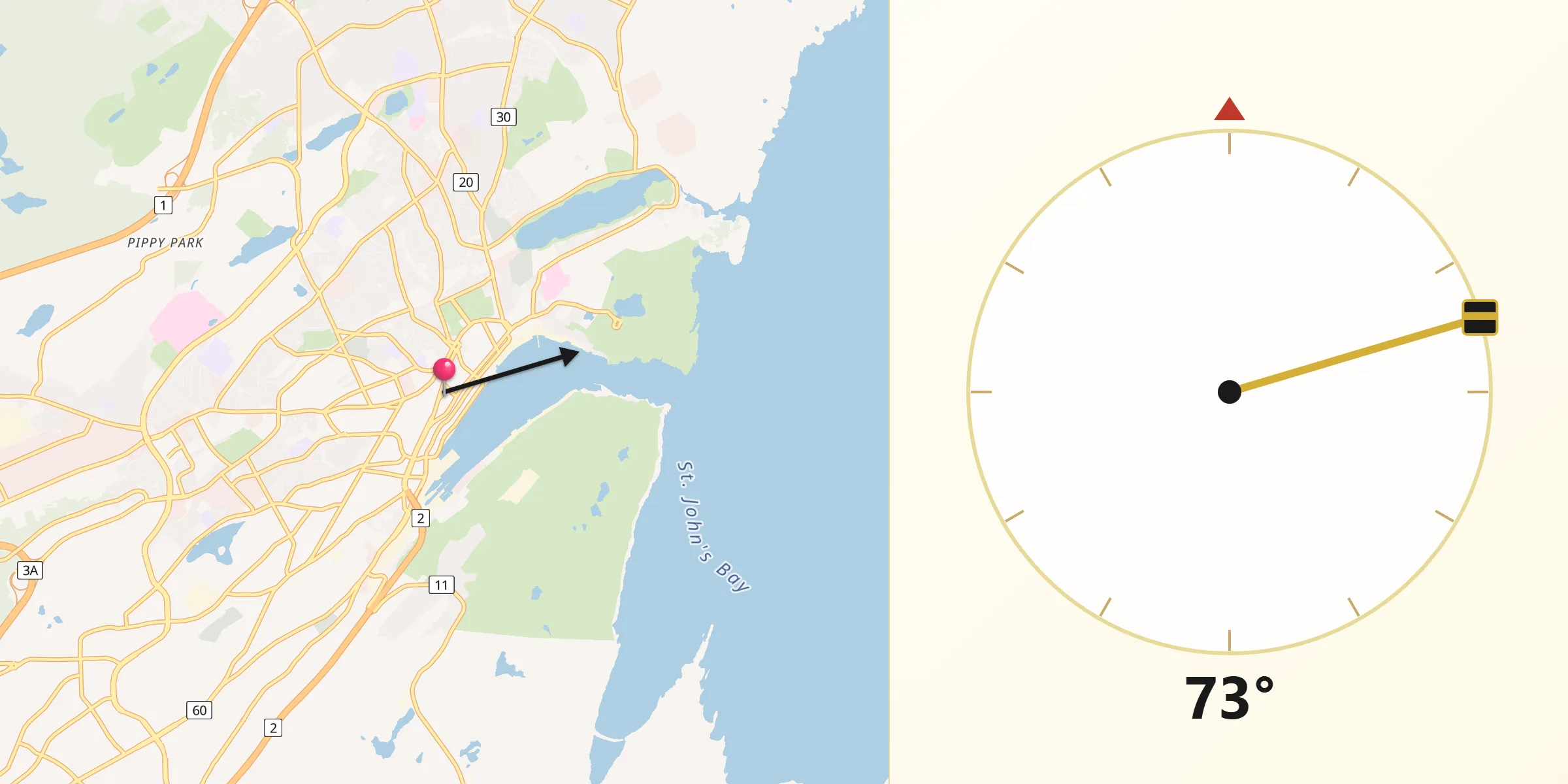 Qibla Direction from St. John's