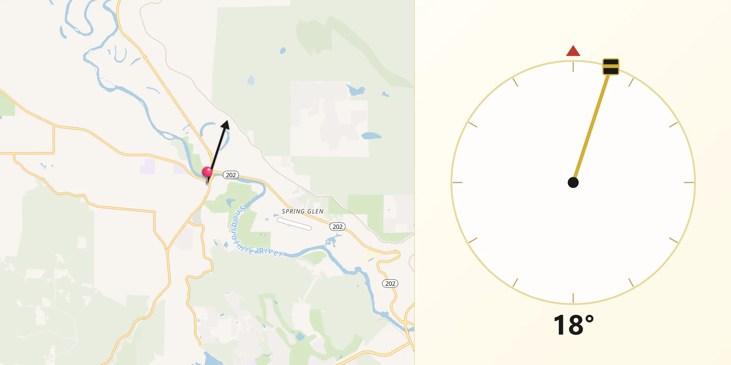 Qibla Direction from Fall City