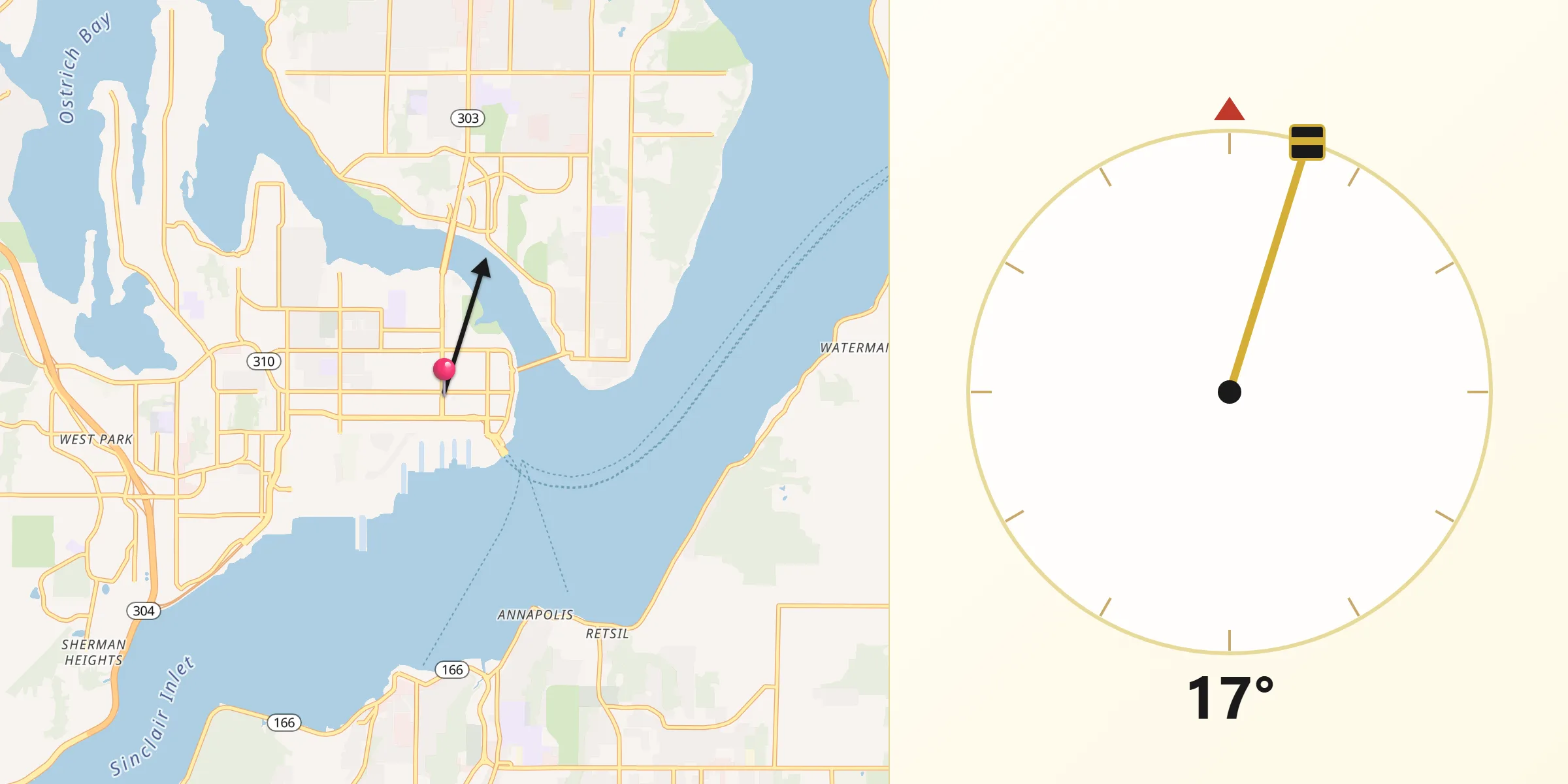 Qibla Direction from Bremerton