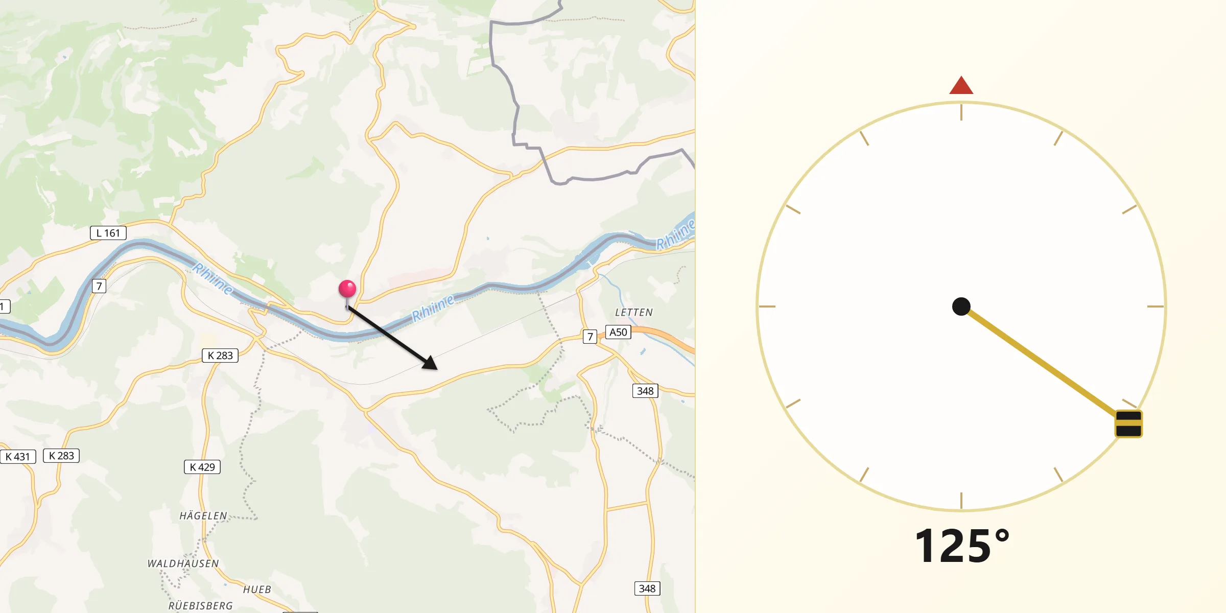 Qibla-Richtung von Hohentengen