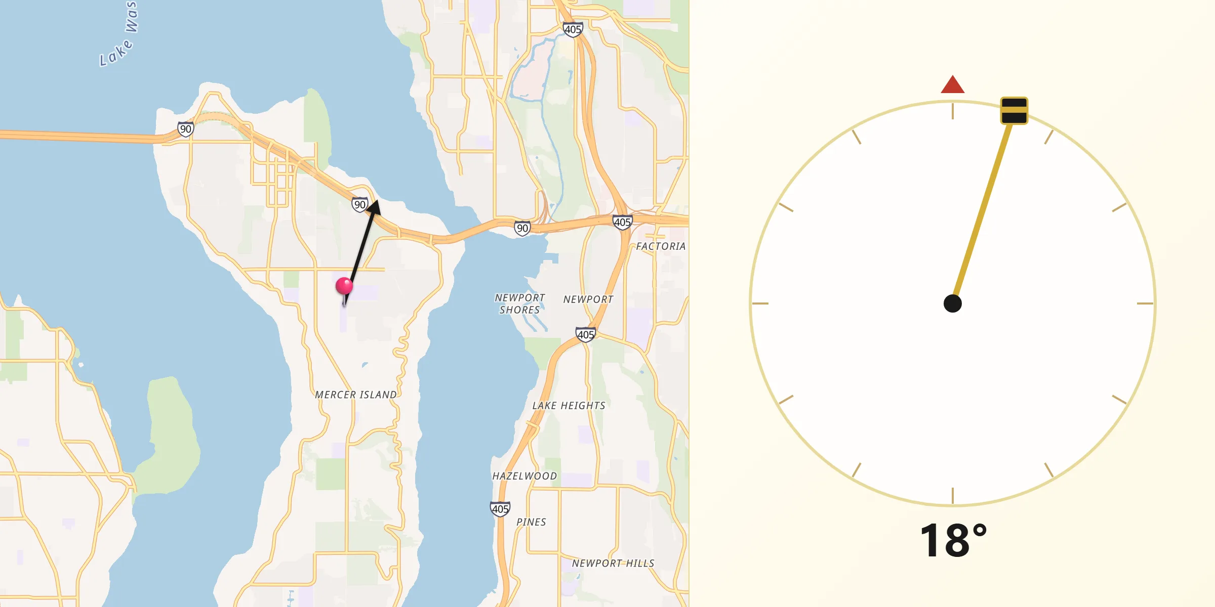 Qibla Direction from Mercer Island