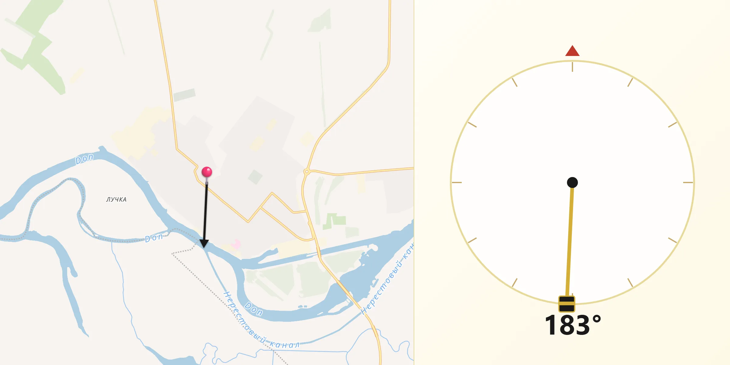 Направление Киблы из Константиновск